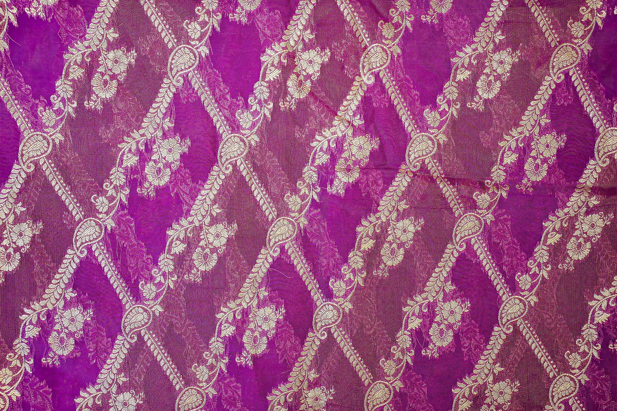 Purple Embroidered Tissue with Exquisite Banarasi Detailing