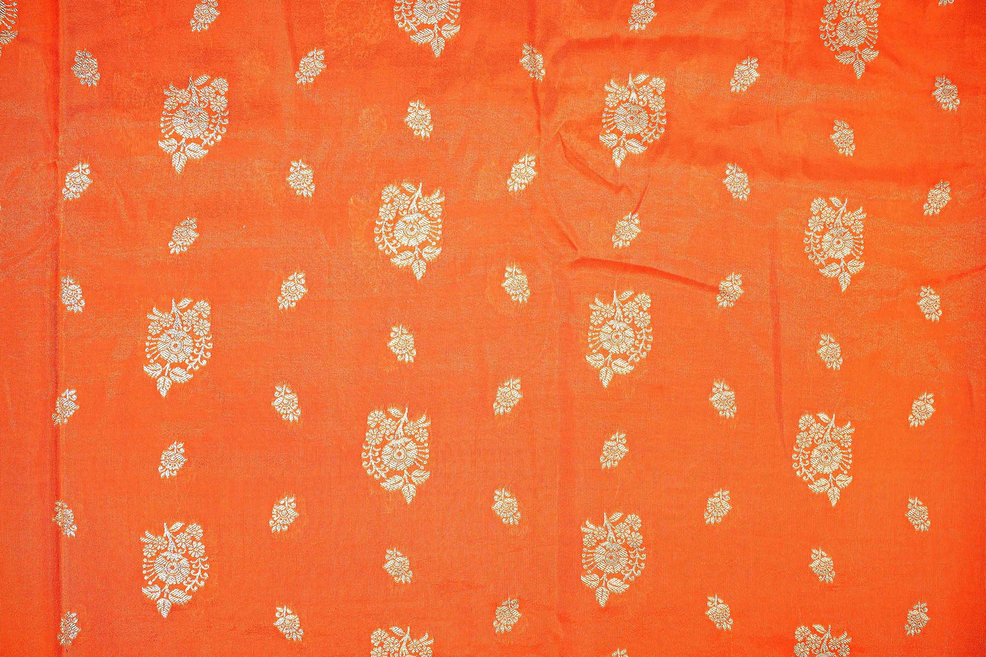 Orange Embroidered Tissue with Exquisite Banarasi Detailing