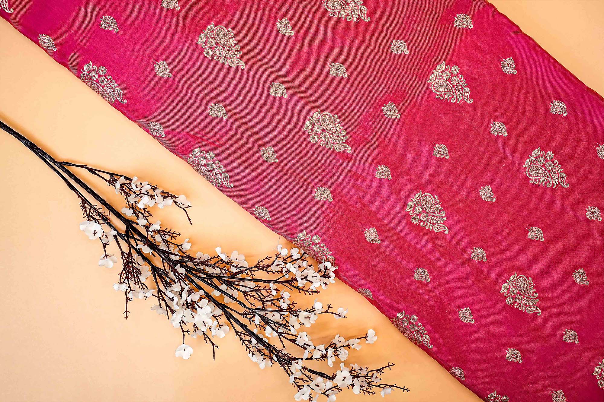 Pink Embroidered Tissue with Exquisite Banarasi Detailing