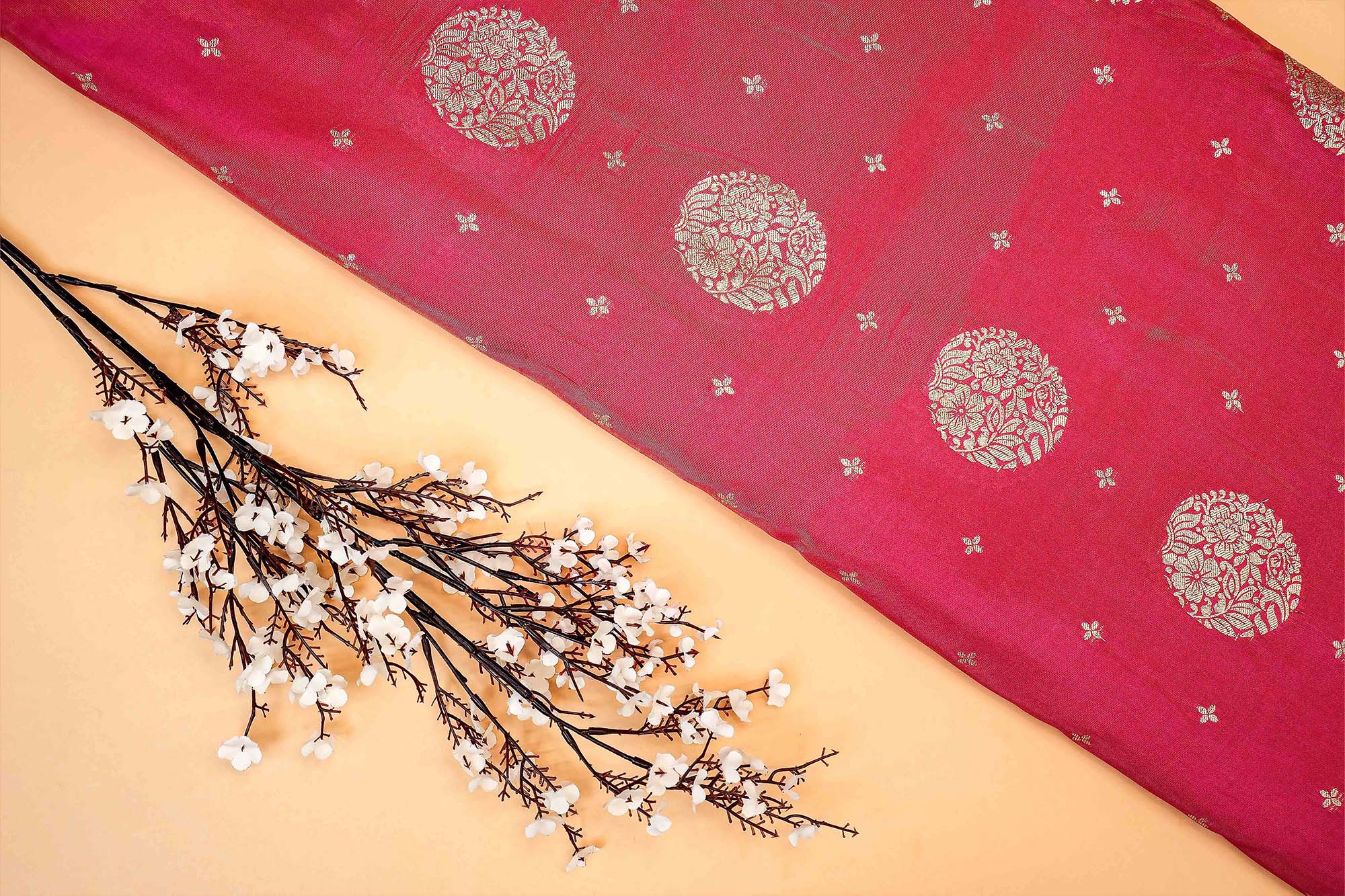 Pink Embroidered Tissue with Exquisite Banarasi Detailing