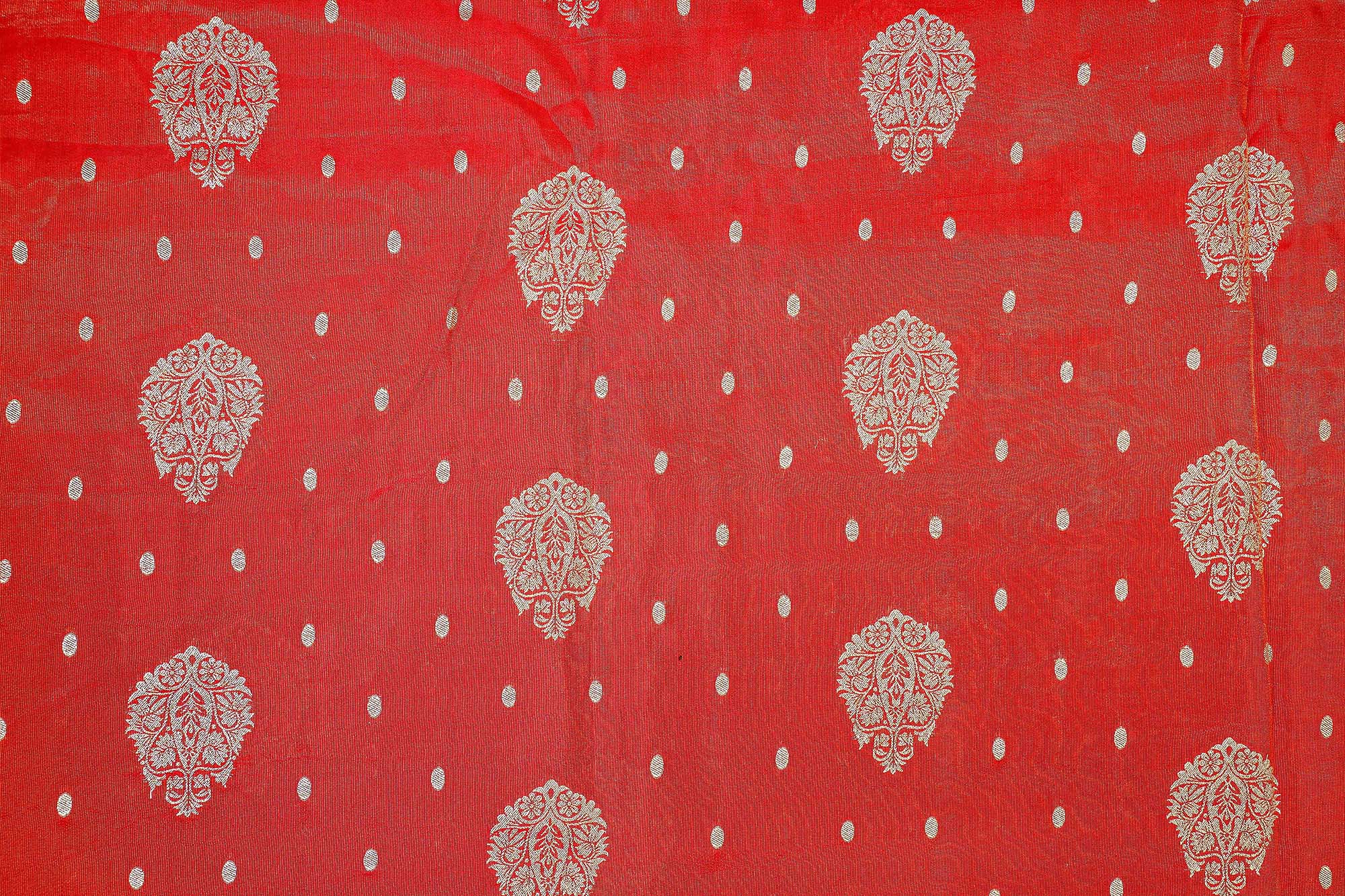 Red Embroidered Tissue with Exquisite Banarasi Detailing