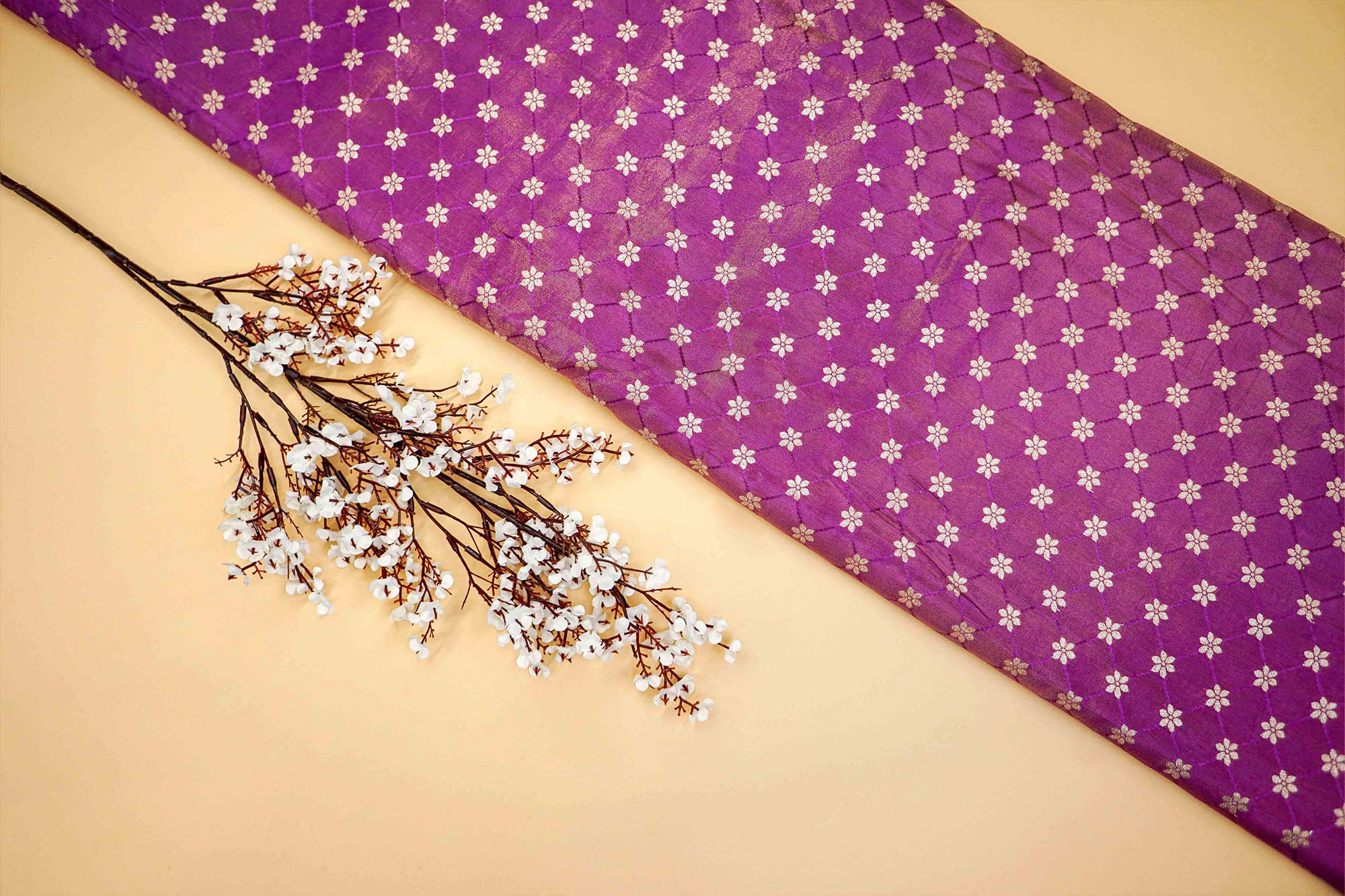 Purple Embroidered Tissue with Exquisite Banarasi Detailing