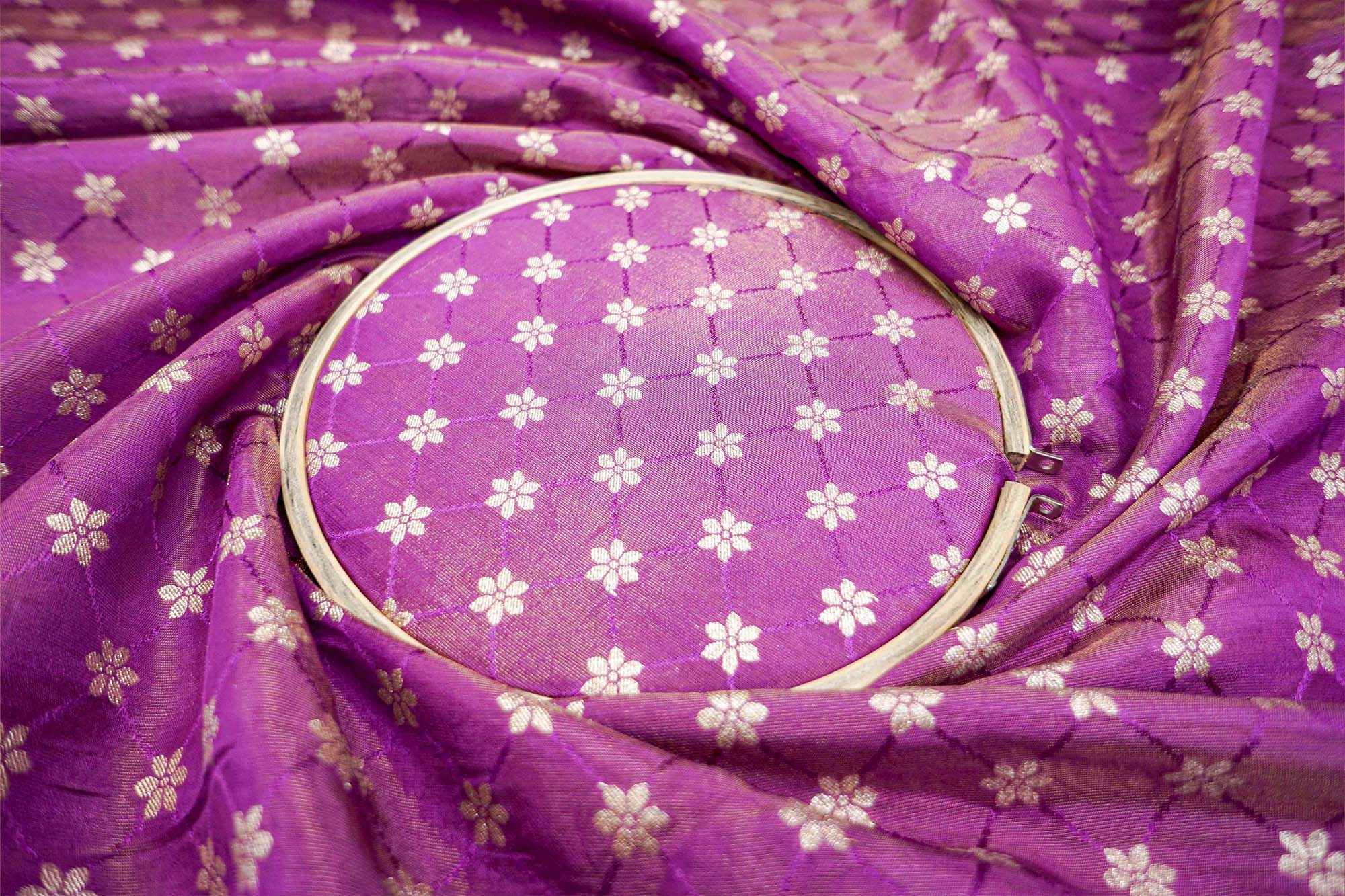 Purple Embroidered Tissue with Exquisite Banarasi Detailing