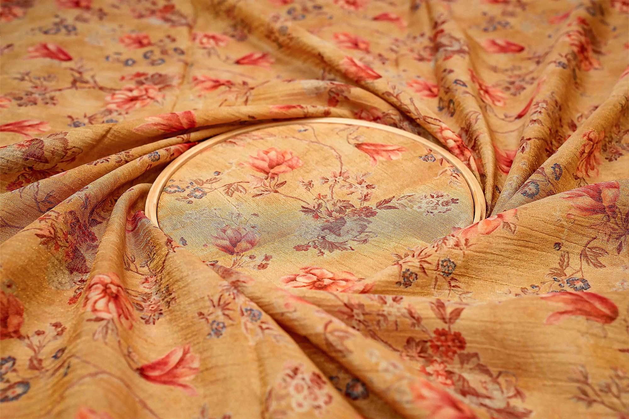 Golden Floral Print Crushed Tissue