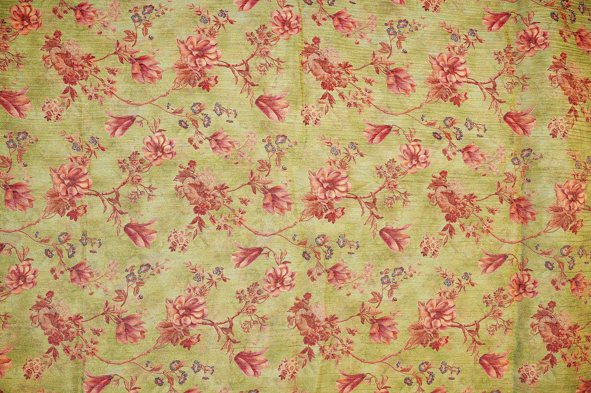 Light Green Floral Print Crushed Tissue