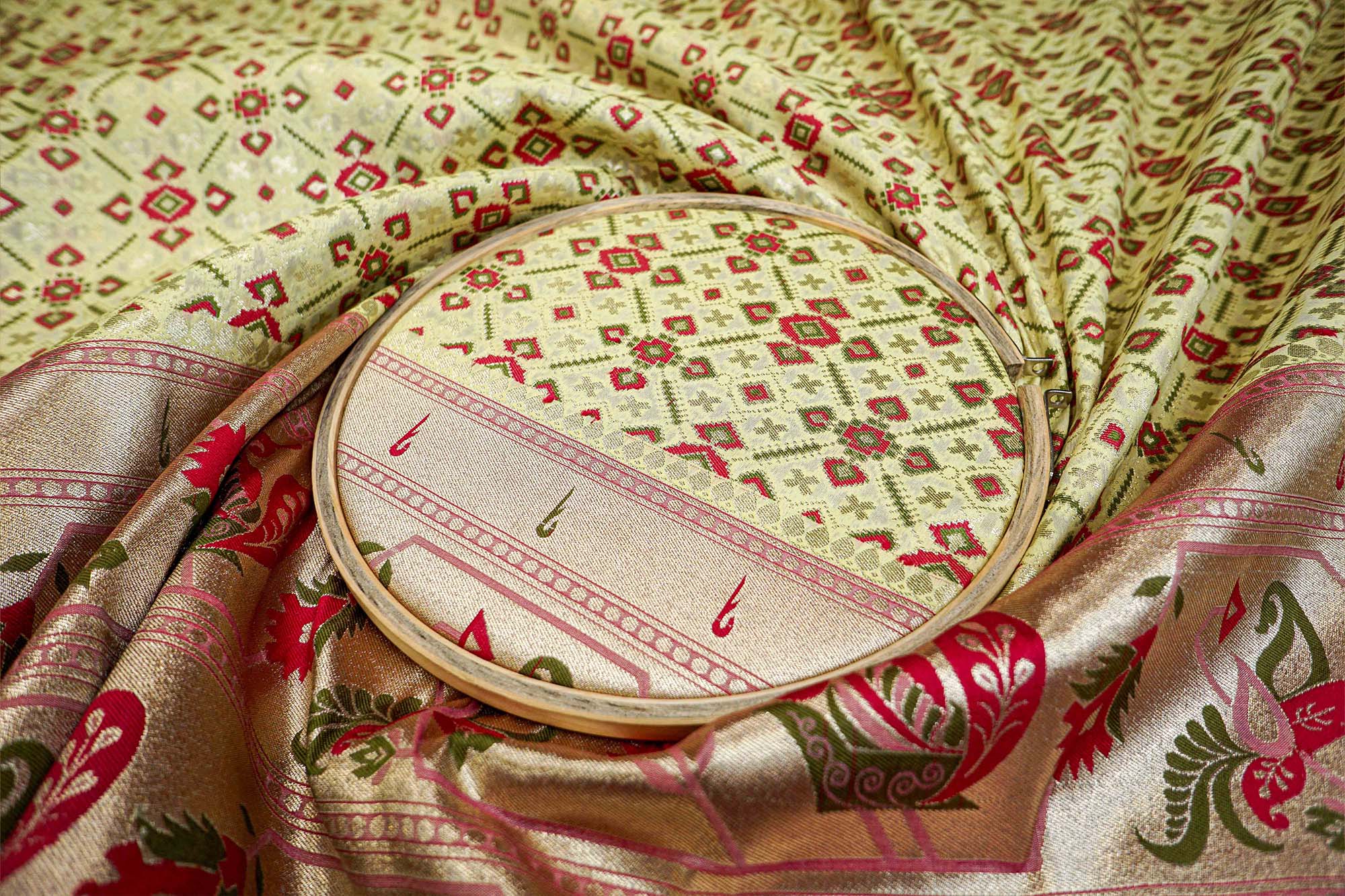 Light Green Banarasi Brocade with Beautiful Traditional Print and Border