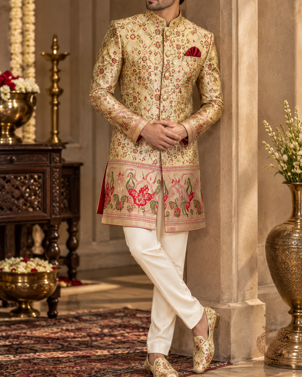 Light Green Banarasi Brocade with Beautiful Traditional Handloom and Border  10131