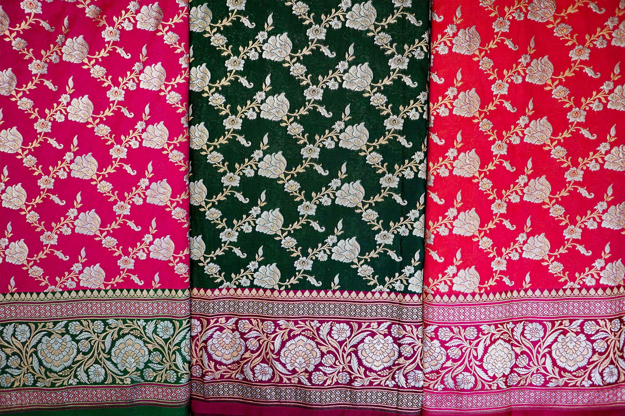 Rose Pink Banarasi Brocade with Beautiful Traditional Print and Border