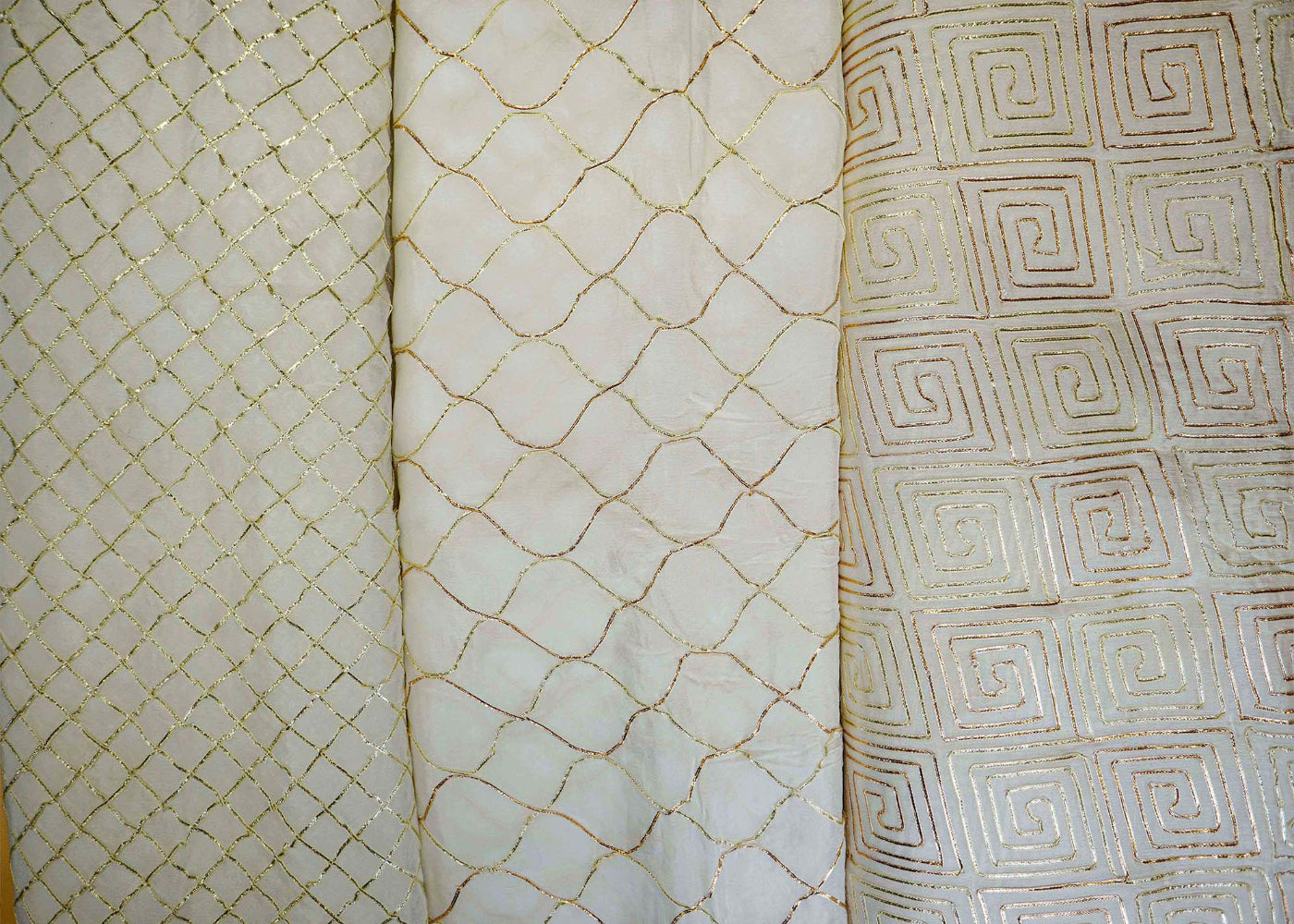 White Chinon Chiffon with Gota Patti and Threadwork