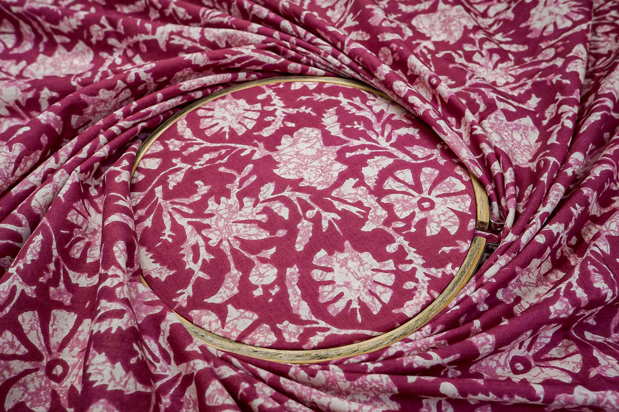 Purple Cotton Fabric Duo: Floral Charm & Stylish Zic-Zac Design  (Fabric Length - Top: 2.5mtr; Bottom:2.5mtr)