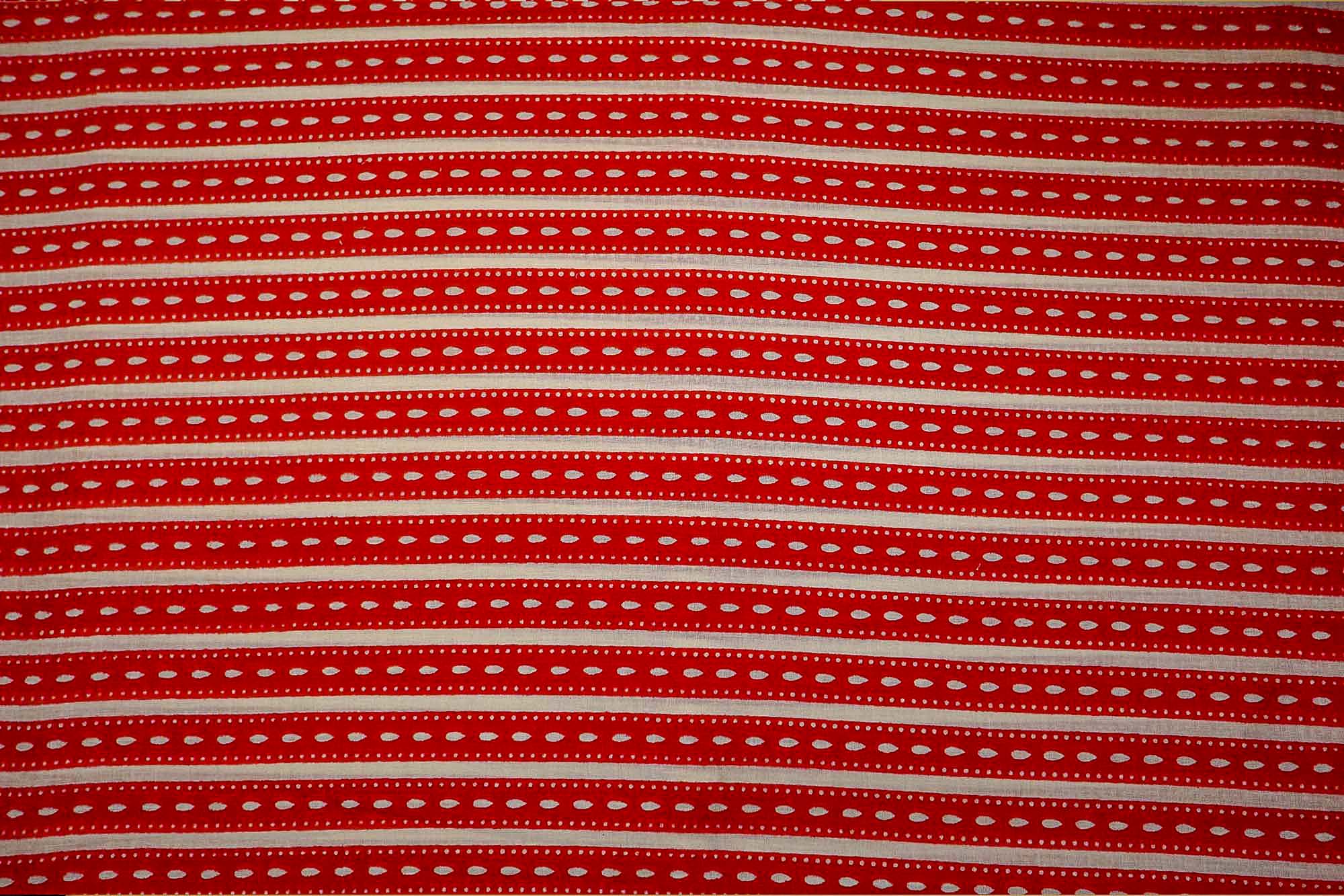 Red Cotton Fabric Combo: Floral Charm & Trendy Stripes Design  (Fabric Length - Top: 2.5mtr; Bottom:2.5mtr)