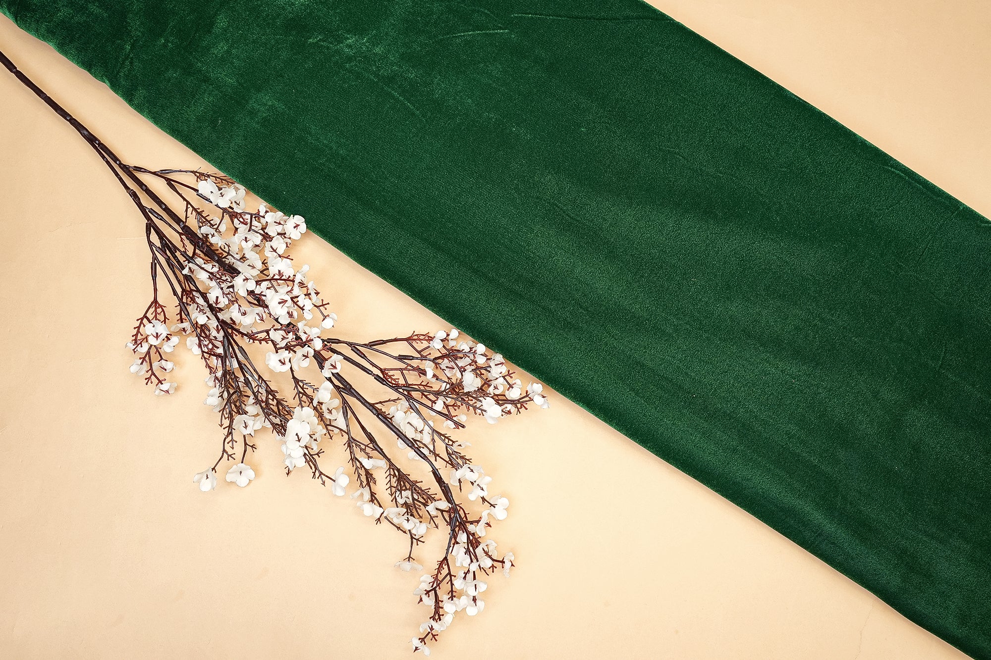 Classic Green Velvet Plain Fabric with Solid Finish for Luxurious Designs