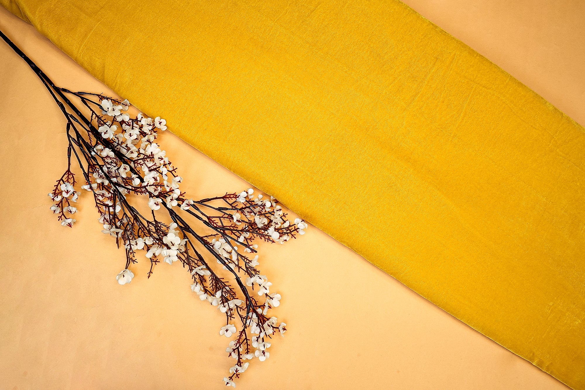 Yellow Velvet Kurta Combo with Zari Sequins Border & Plain Velvet Elegance (Fabric Length - Top: 2.5mtr; Bottom: 2.5mtr)