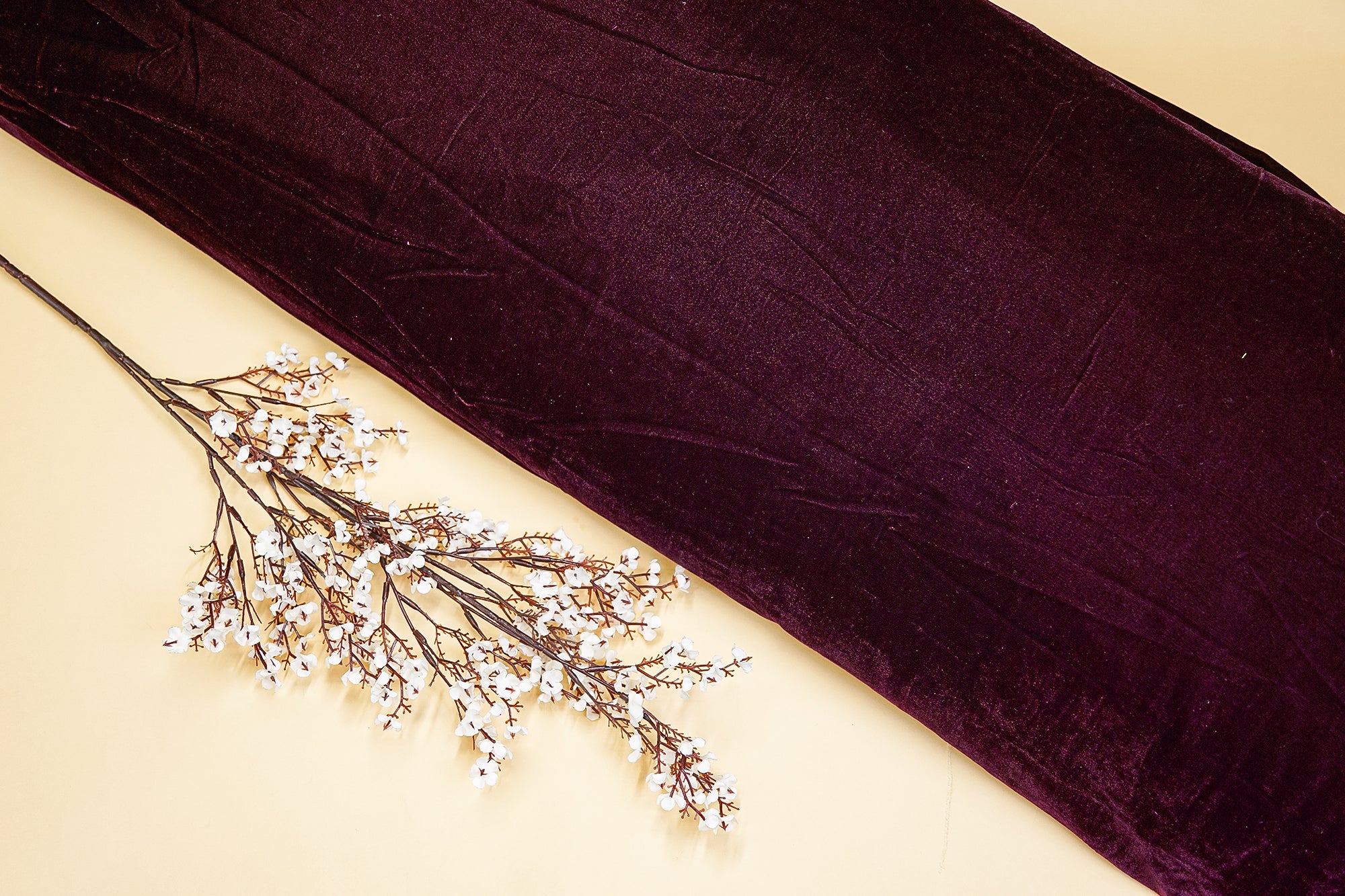 Purple Velvet Kurta Combo with Zari Sequins Border & Plain Velvet Elegance (Fabric Length - Top: 2.5mtr; Bottom: 2.5mtr)