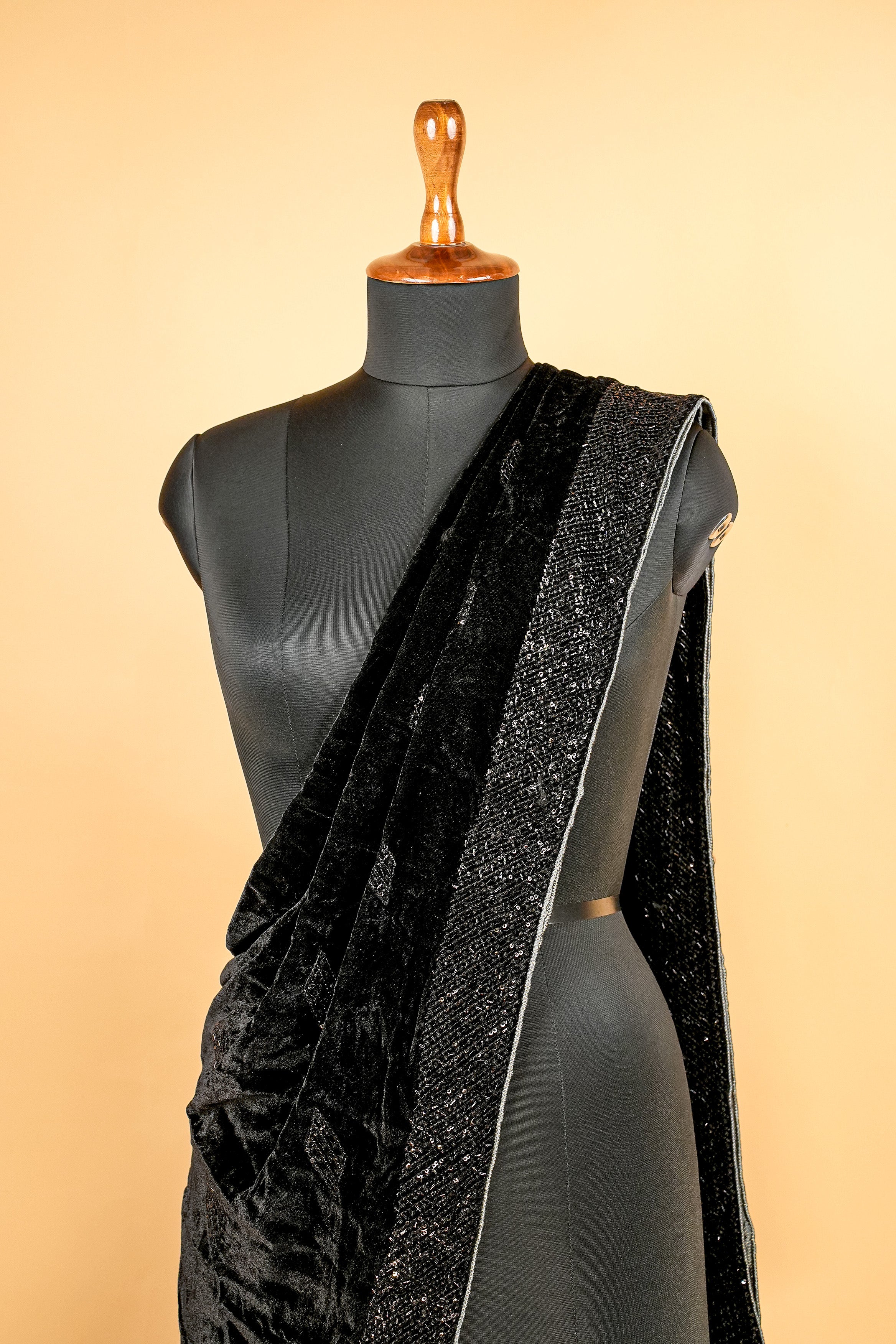 Black Dupatta With Katdana ,Sequins And Threadwork and Border