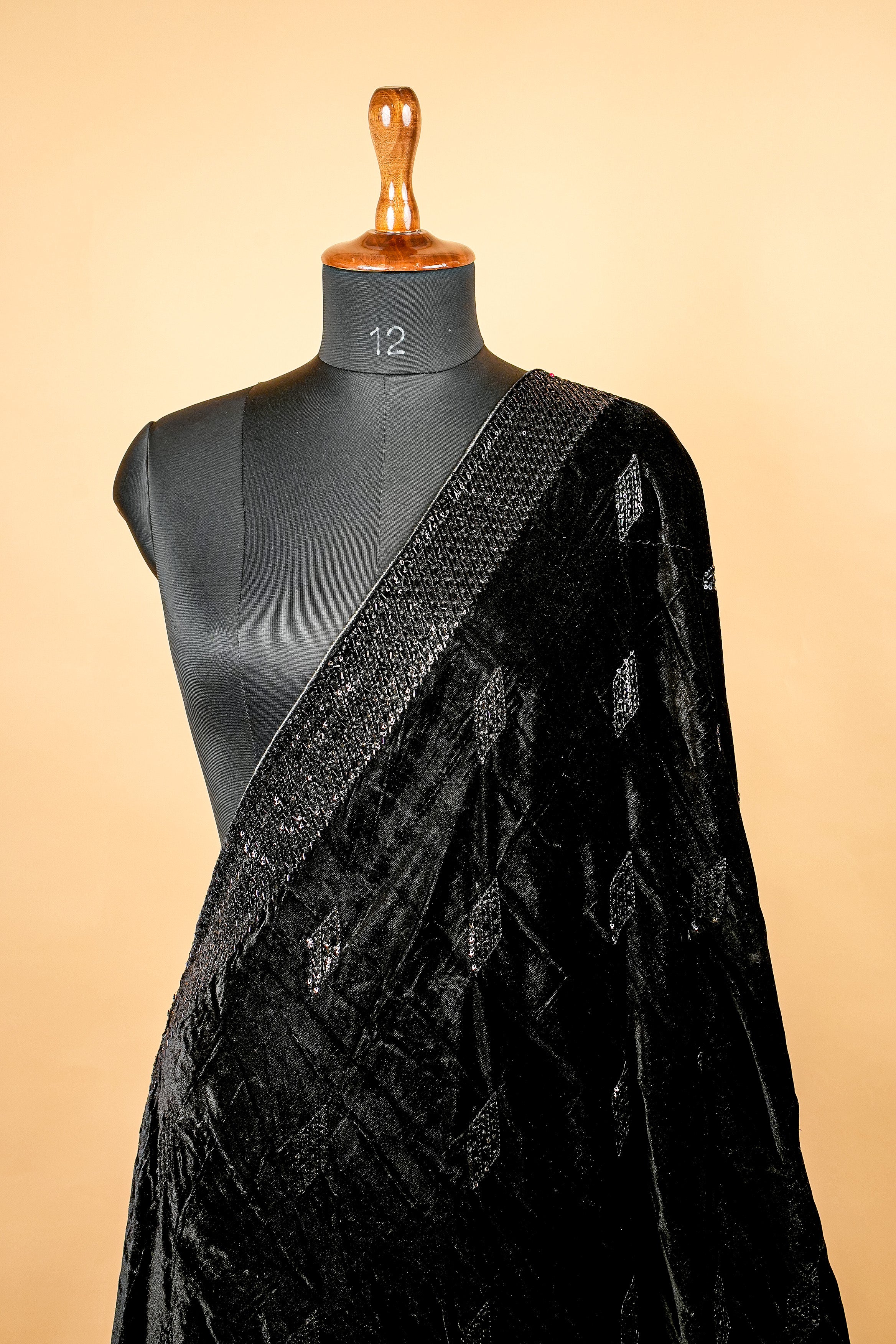 Black Dupatta With Katdana ,Sequins And Threadwork and Border