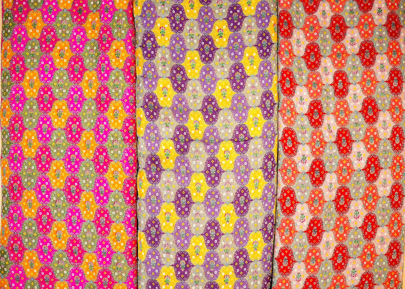 Purple Upada Silk Fabric With Allover Traditional Print An Zari Handloom