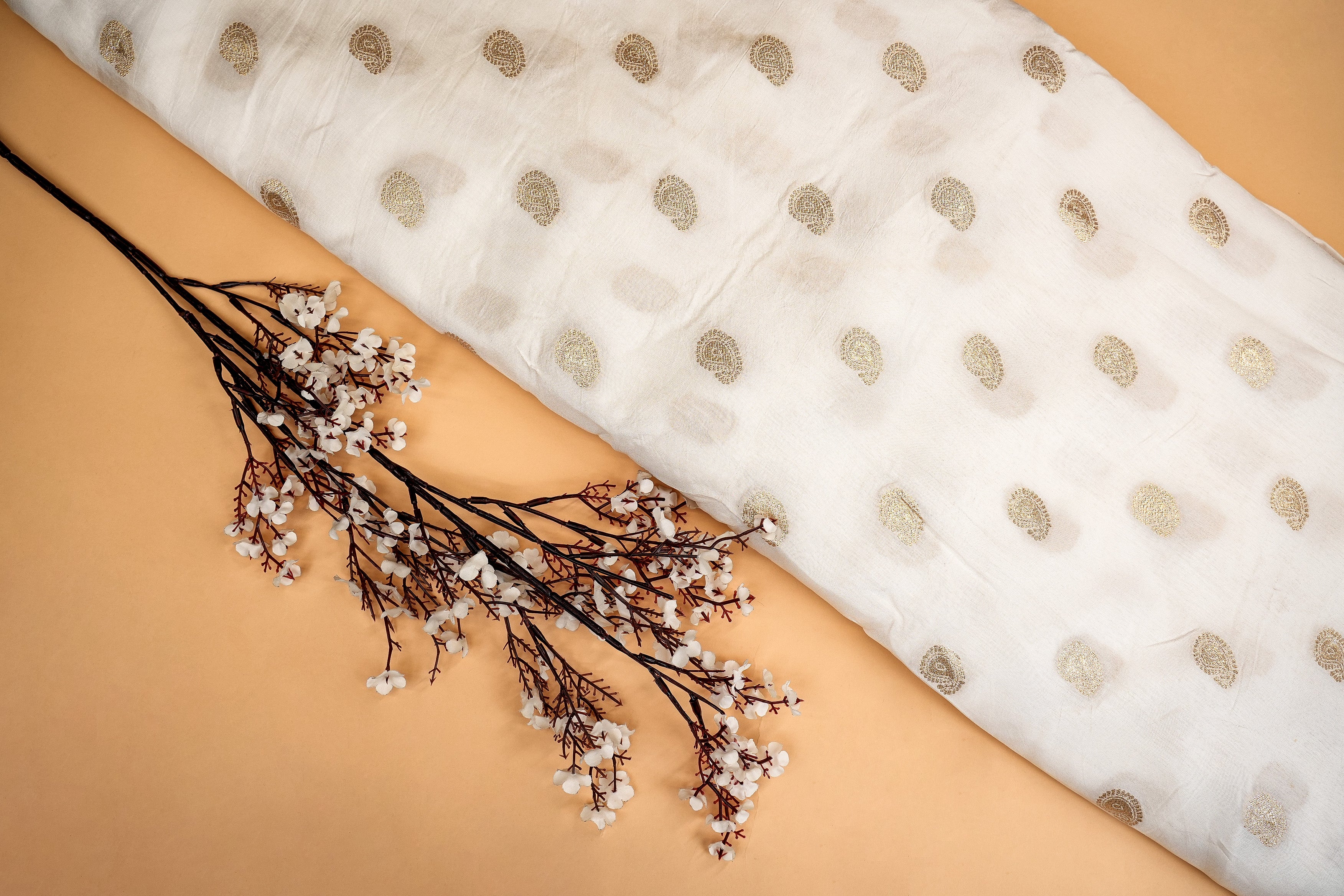 White Upada Silk With Beautiful Banarasi Zari Work