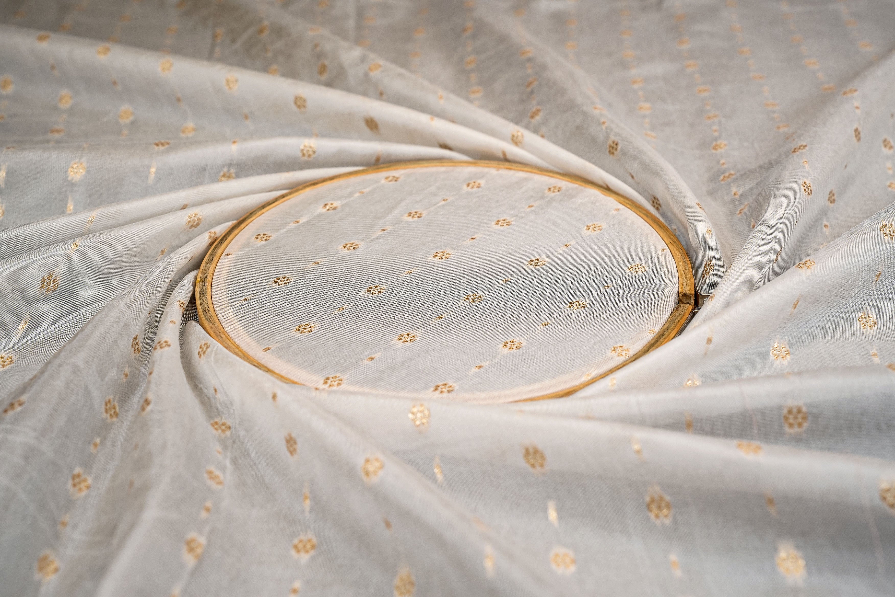 White Upada Silk With Beautiful Banarasi Zari Work