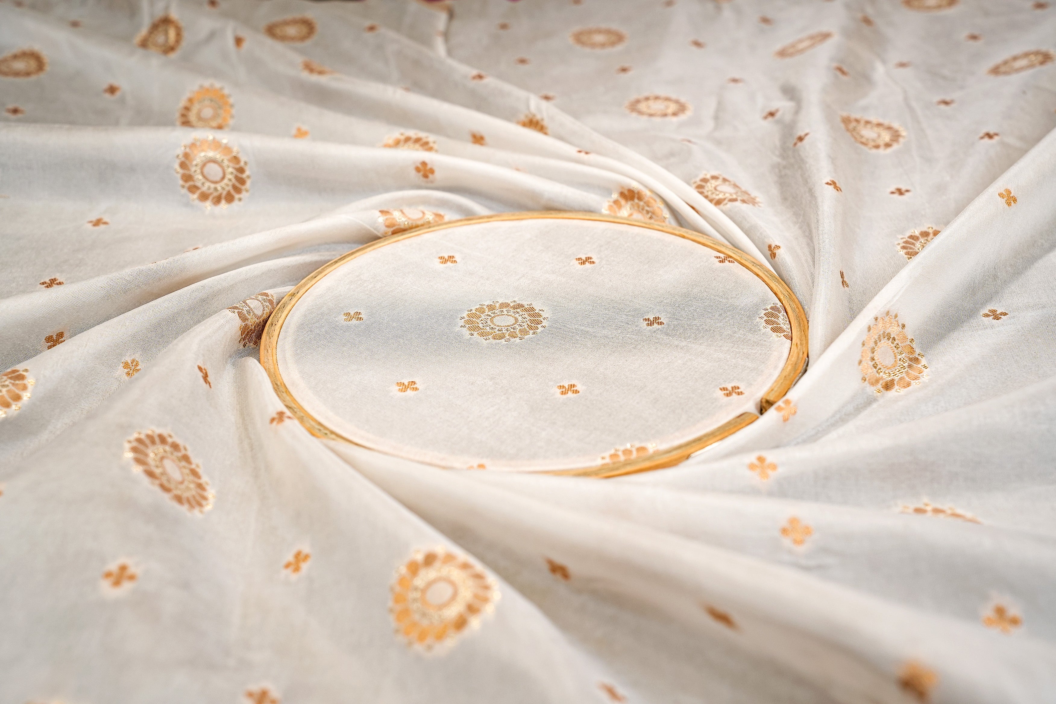 White Upada Silk With Beautiful Banarasi Zari Work