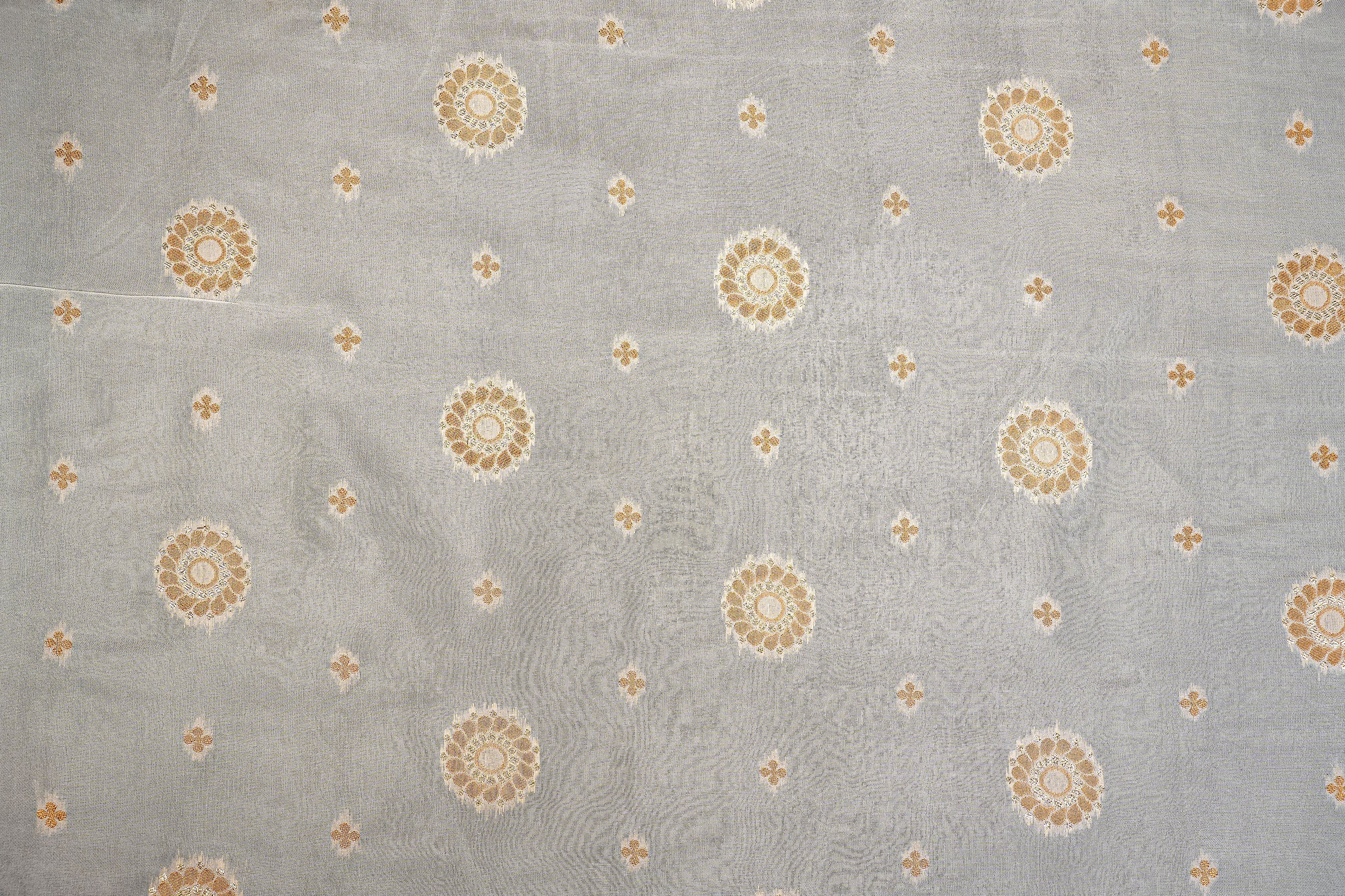 White Upada Silk With Beautiful Banarasi Zari Work