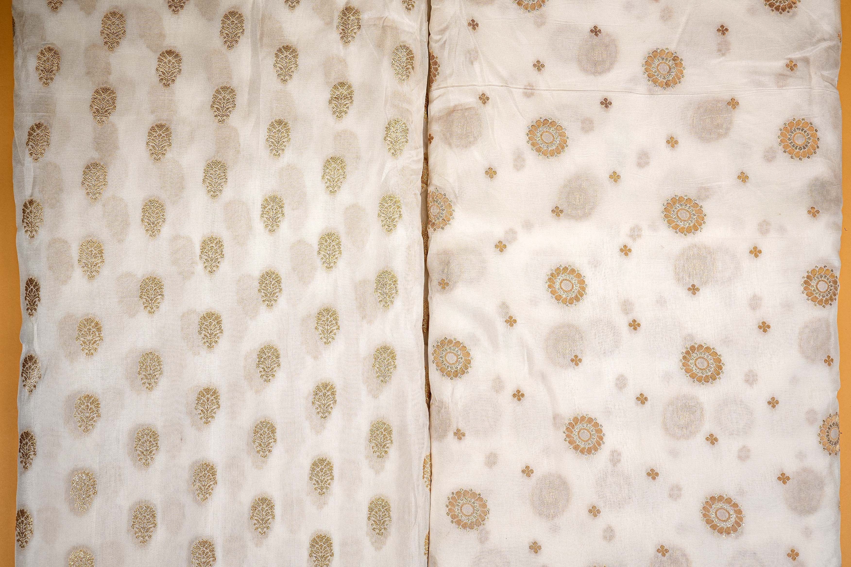 White Upada Silk With Beautiful Banarasi Zari Work