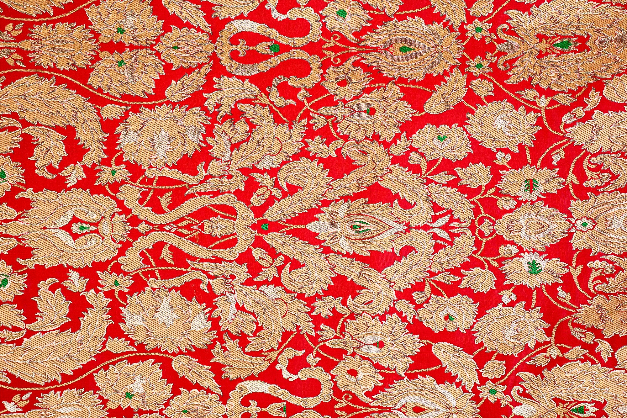 Red Banarasi Brocade with Beautiful Traditional Print