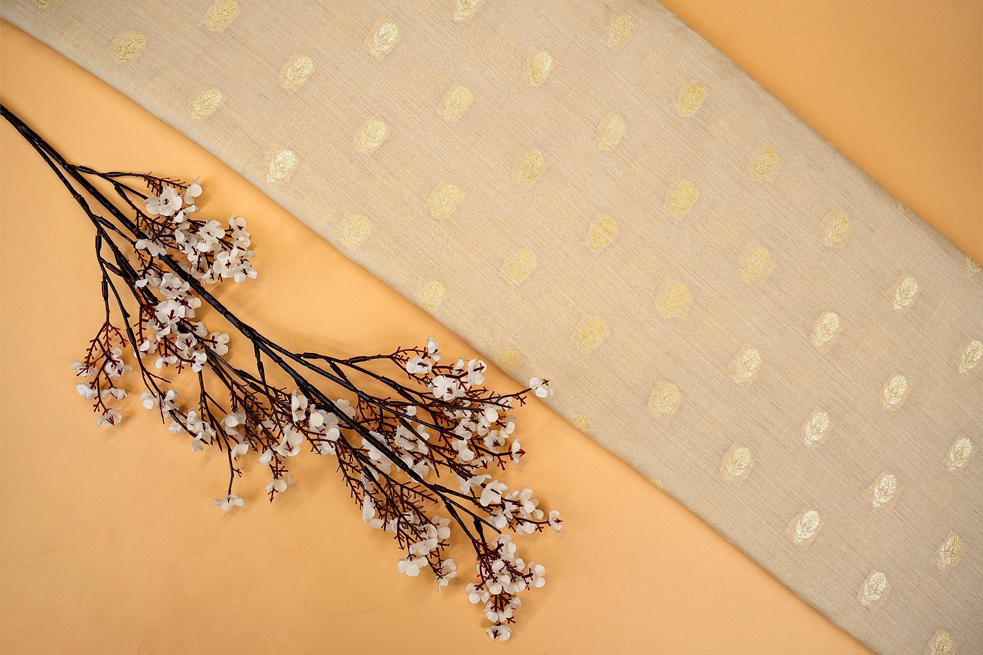 White Pure Munga Silk With Beautiful Banarasi Zari Work