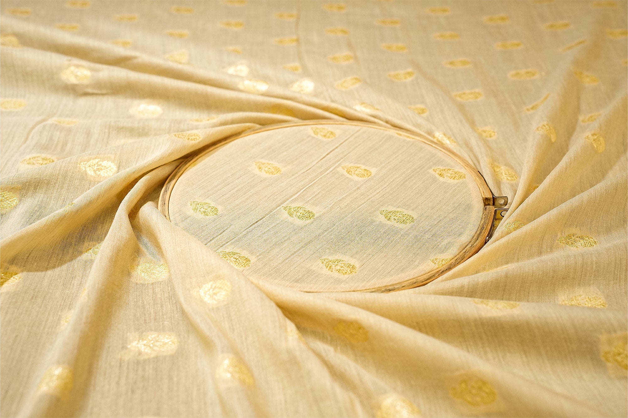 White Pure Munga Silk With Beautiful Banarasi Zari Work