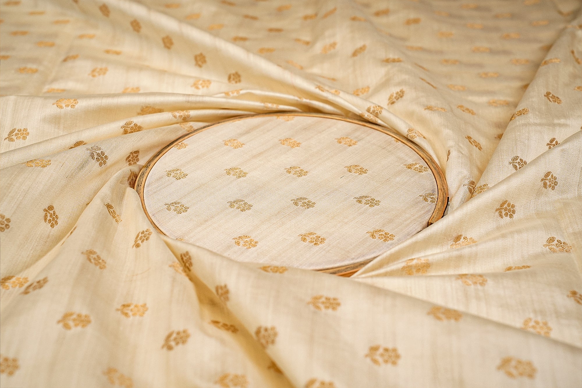 White Pure Chinia Silk With Beautiful Banarasi Work