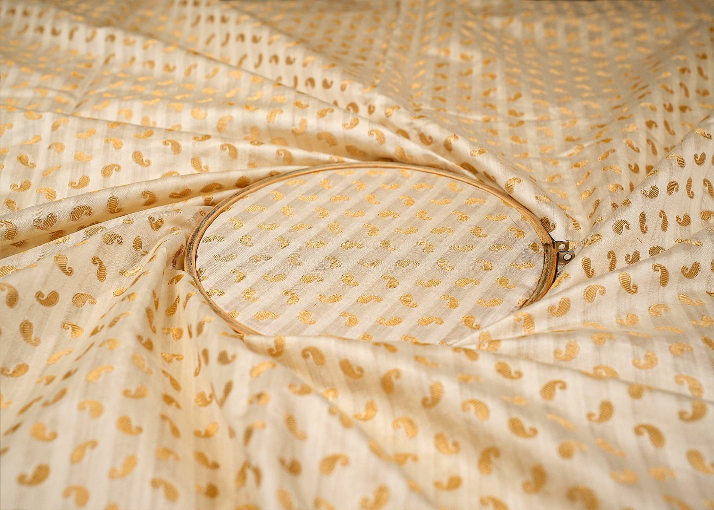 White Pure Chinia Silk With Beautiful Banarasi Work