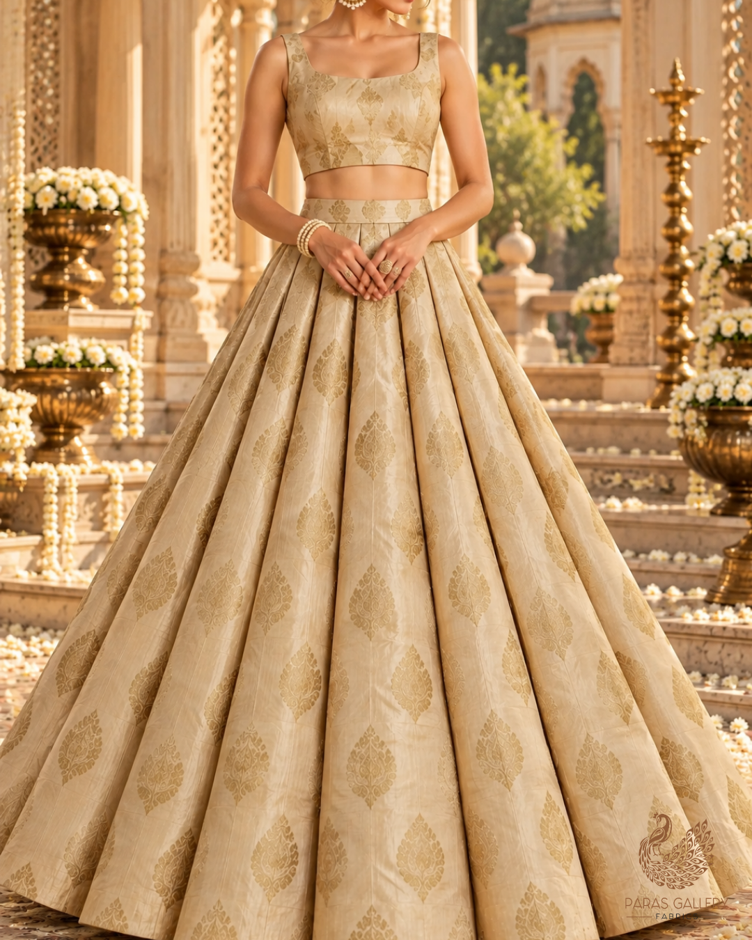White Pure Chinia Silk With Beautiful Banarasi Work 10604