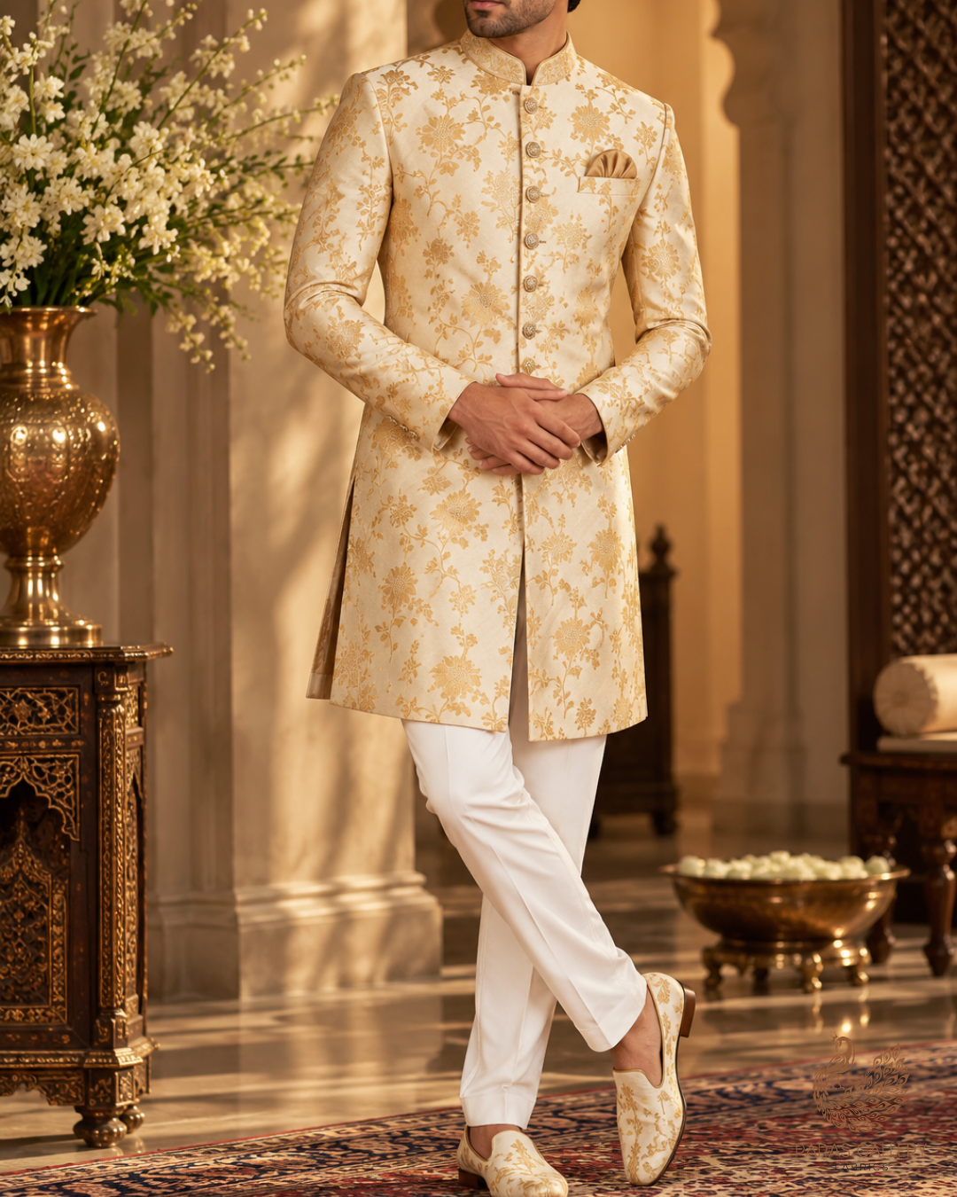 White Pure Chinia Silk With Beautiful Banarasi Work 10604