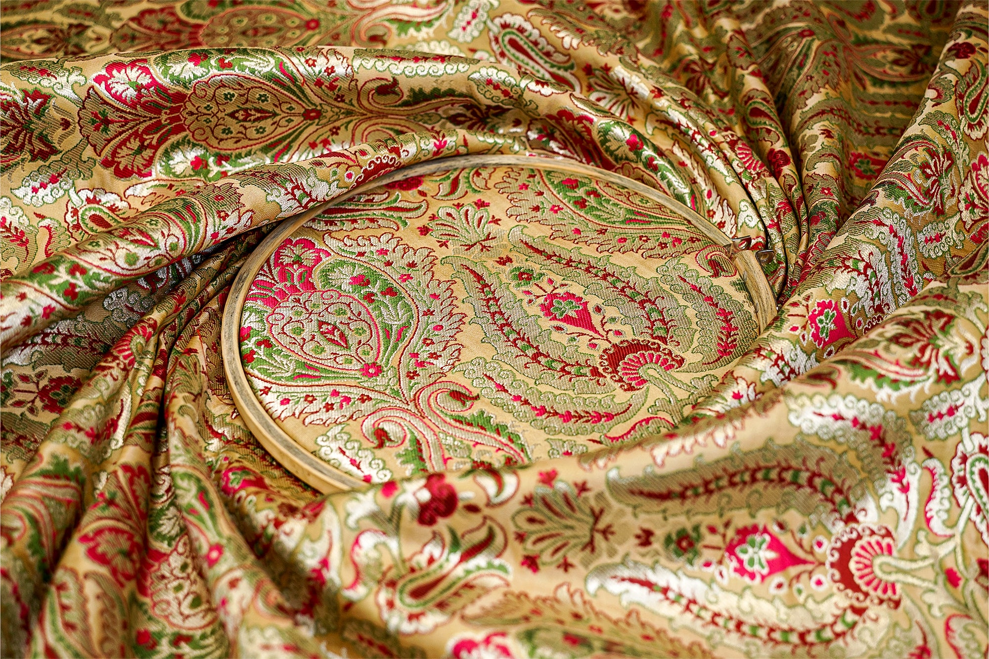 Golden Banarasi Brocade with Beautiful Traditional Print