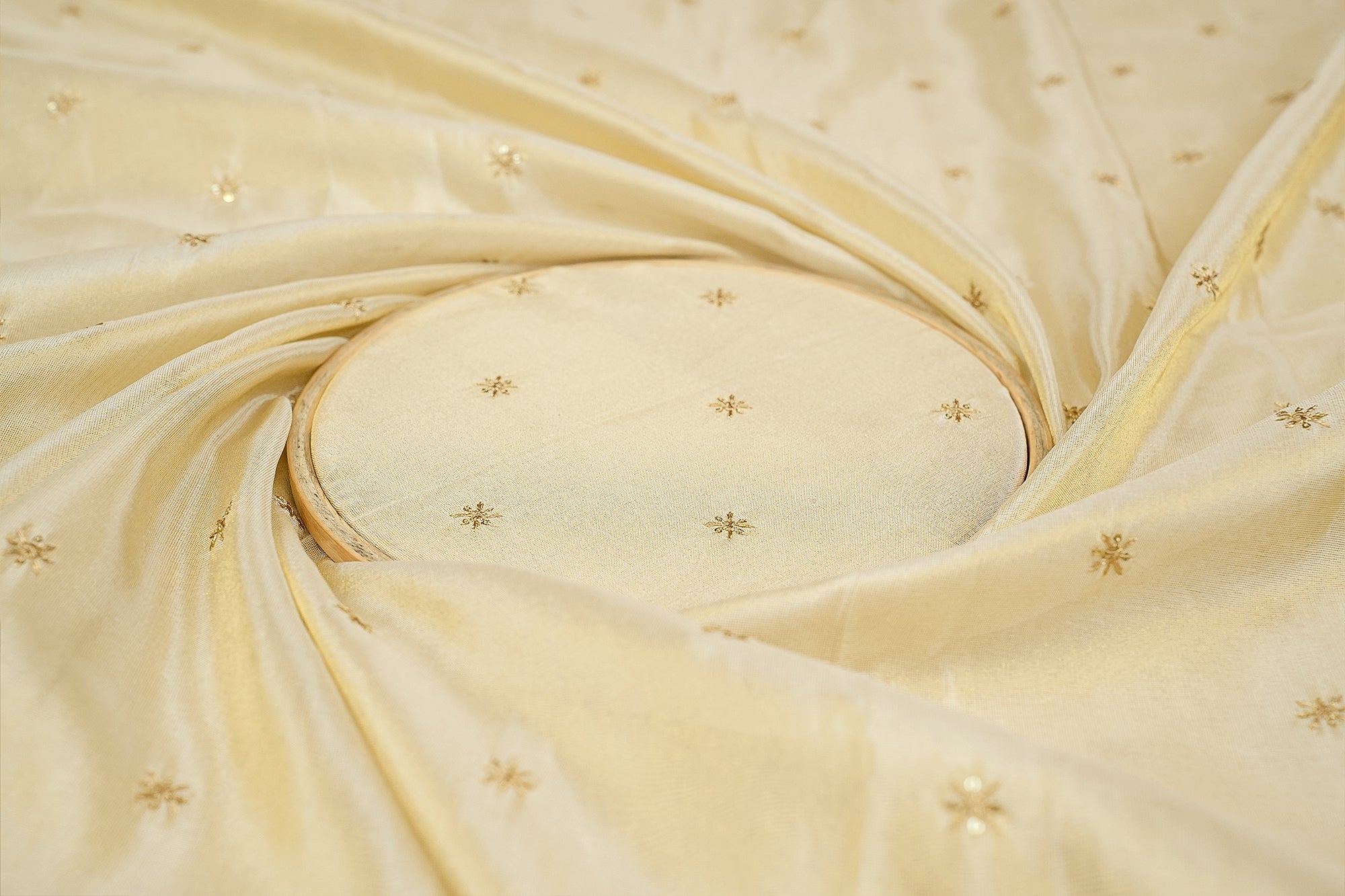 Golden Allure Tissue with Sequins and Zari Butti Embellishments