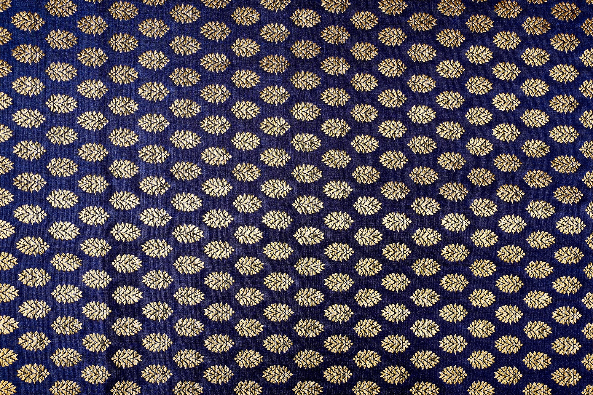 Blue Banarasi Brocade with Beautiful Golden Abstract Handloom