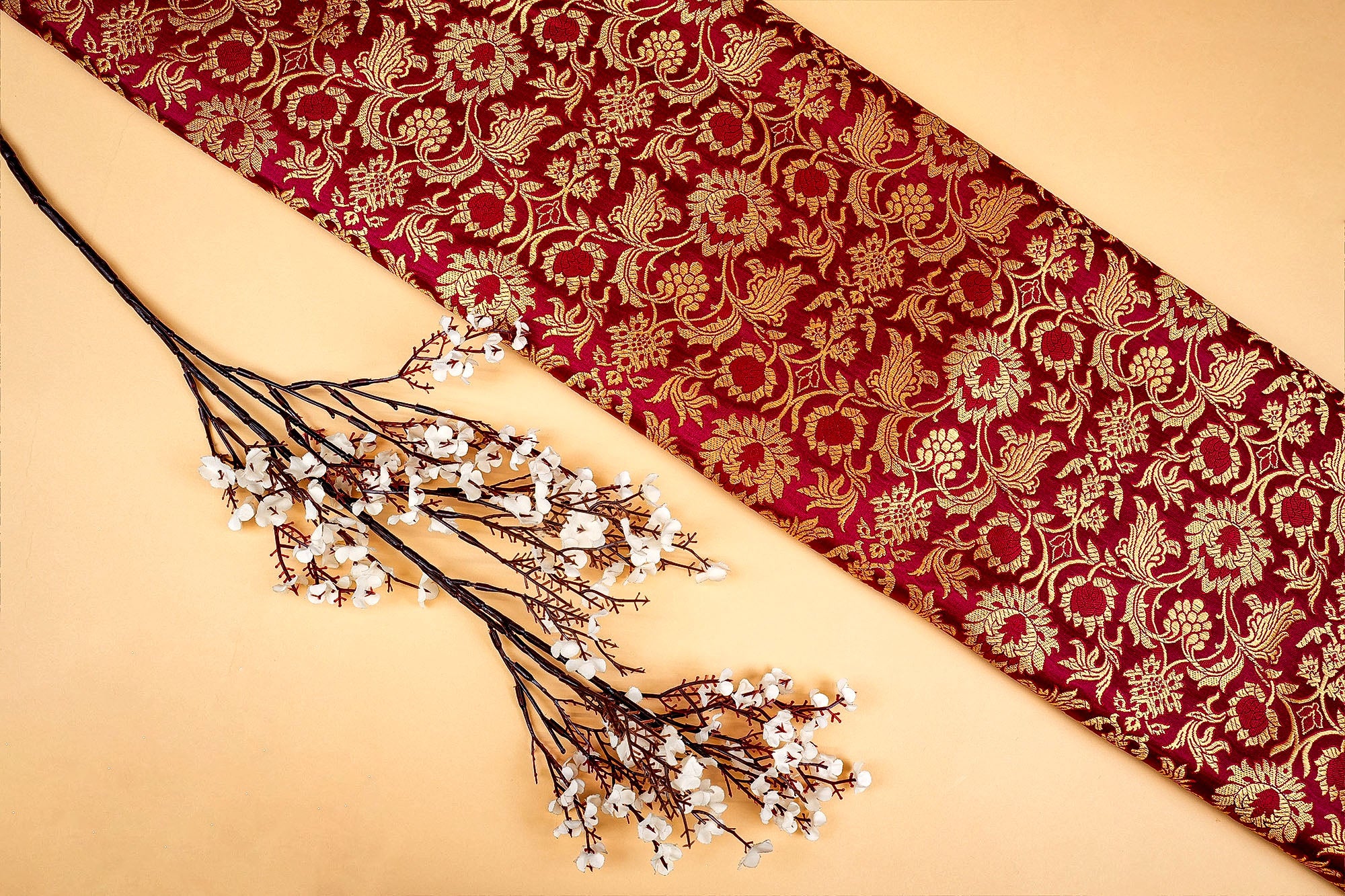 Maroon Banarasi Brocade with Beautiful Golden Traditional Handloom