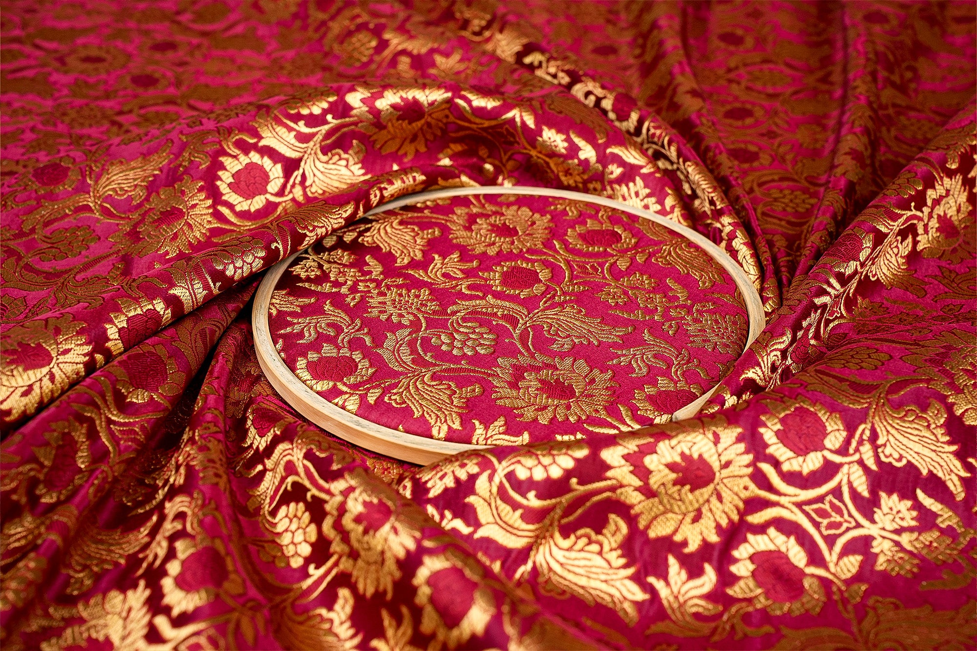 Maroon Banarasi Brocade with Beautiful Golden Traditional Handloom