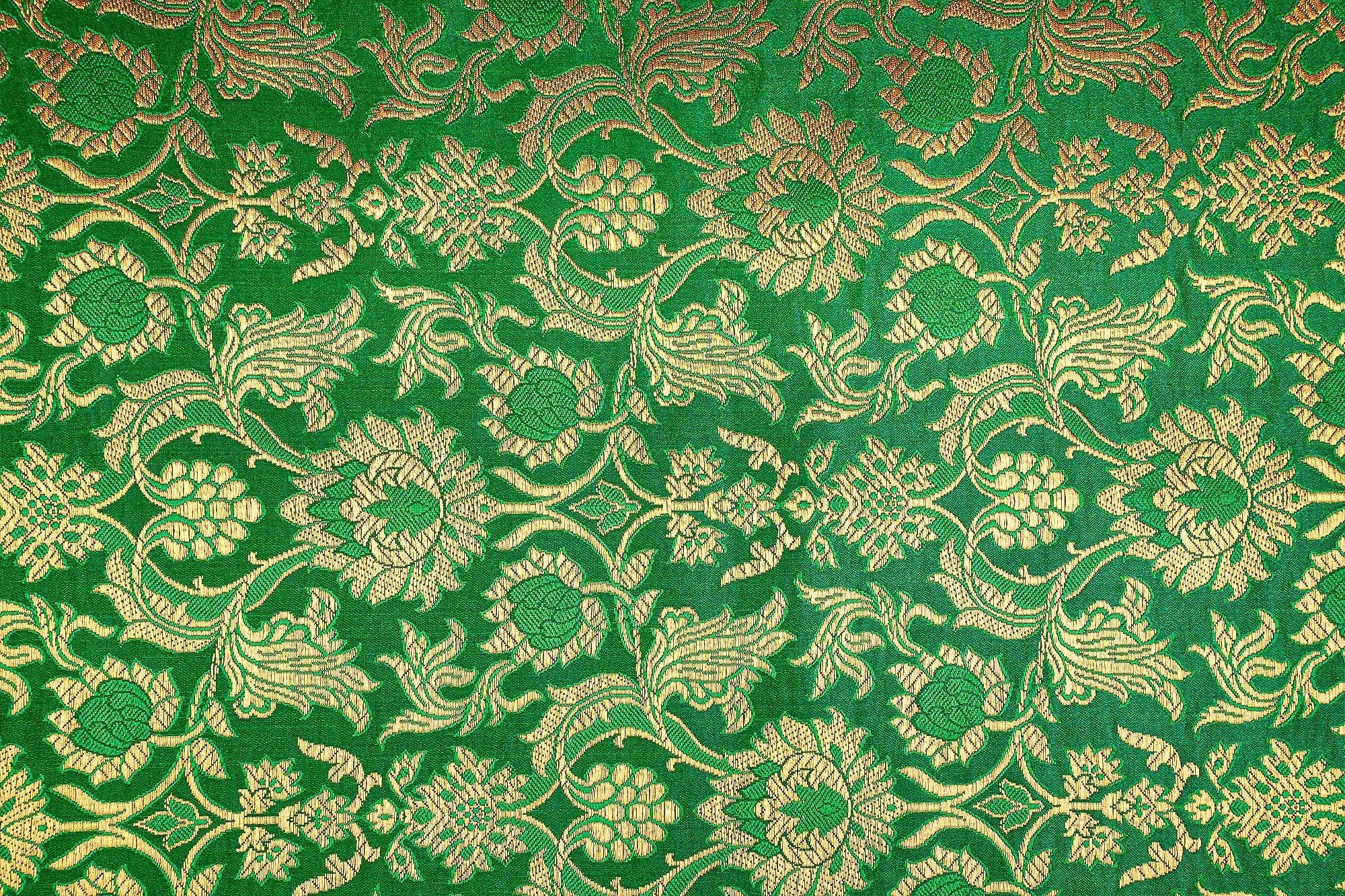 Green Banarasi Brocade with Beautiful Golden Traditional Handloom