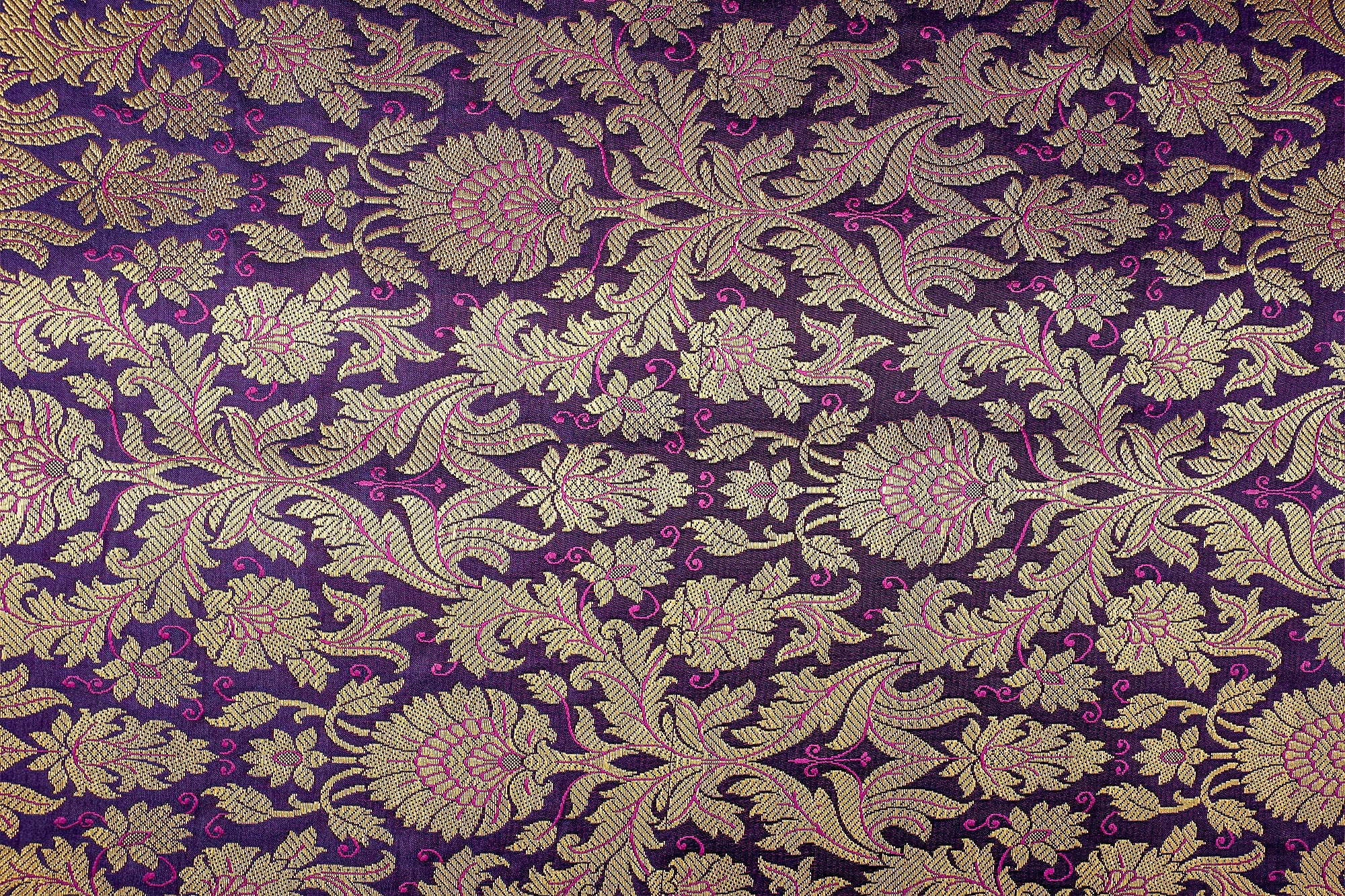 Purple Banarasi Brocade with Beautiful Golden Traditional Handloom