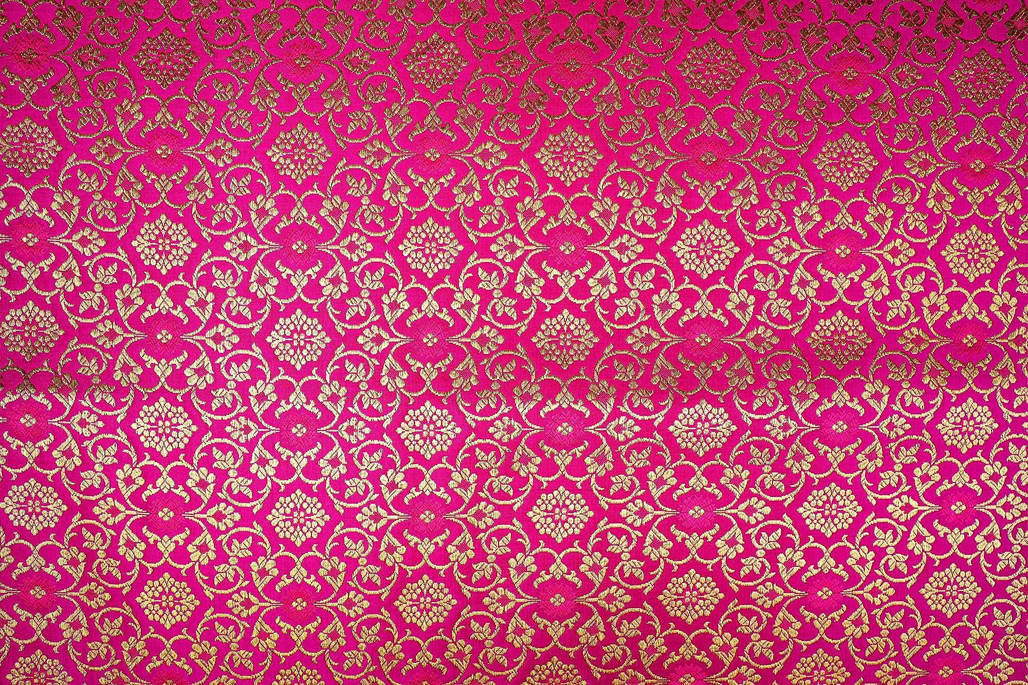 Rani Pink Elegance Banarasi Brocade with Golden Floral Handloom