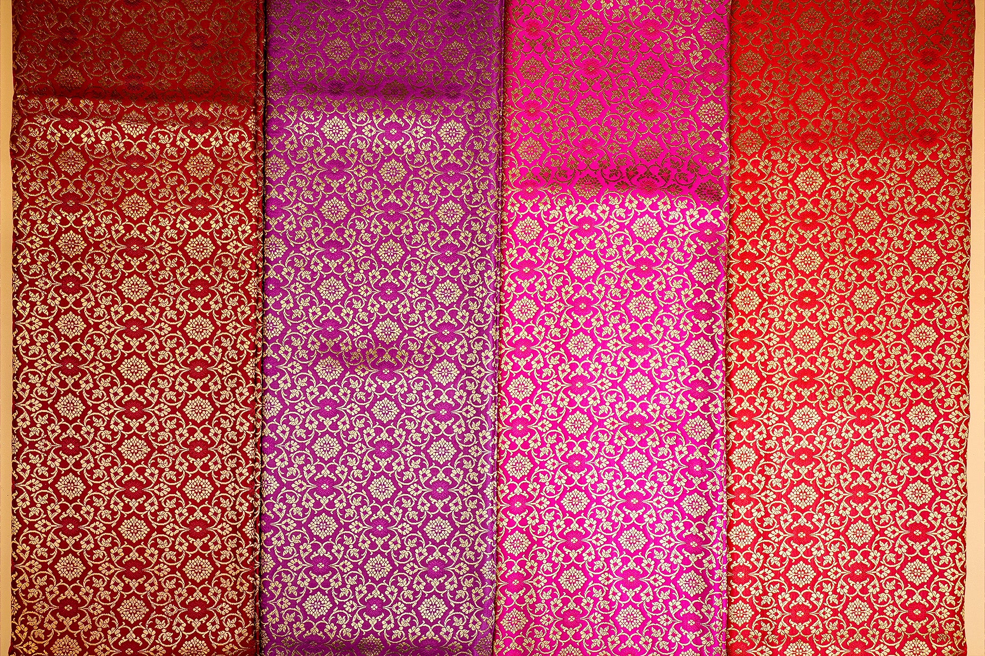 Rani Pink Elegance Banarasi Brocade with Golden Floral Handloom