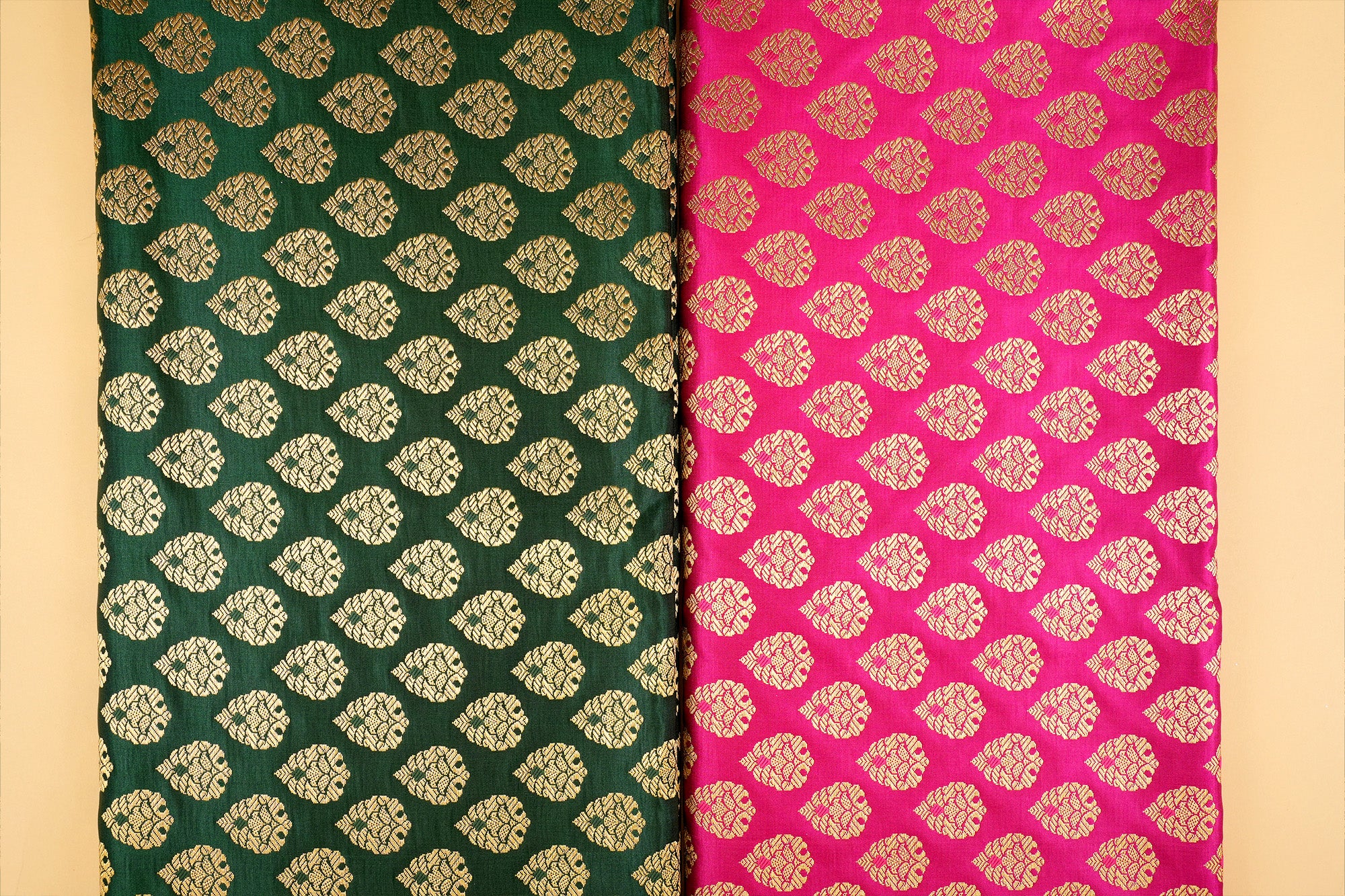 Rani Pink Banarasi Brocade with Beautiful Golden  Traditional Handloom