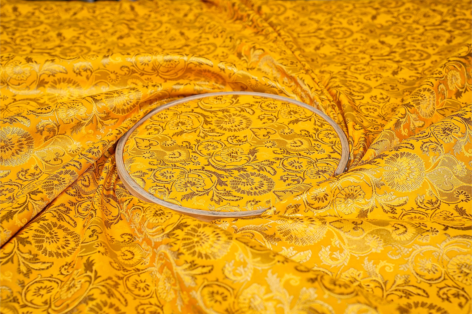 Yellow Banarasi Brocade with Beautiful Golden Traditional Handloom