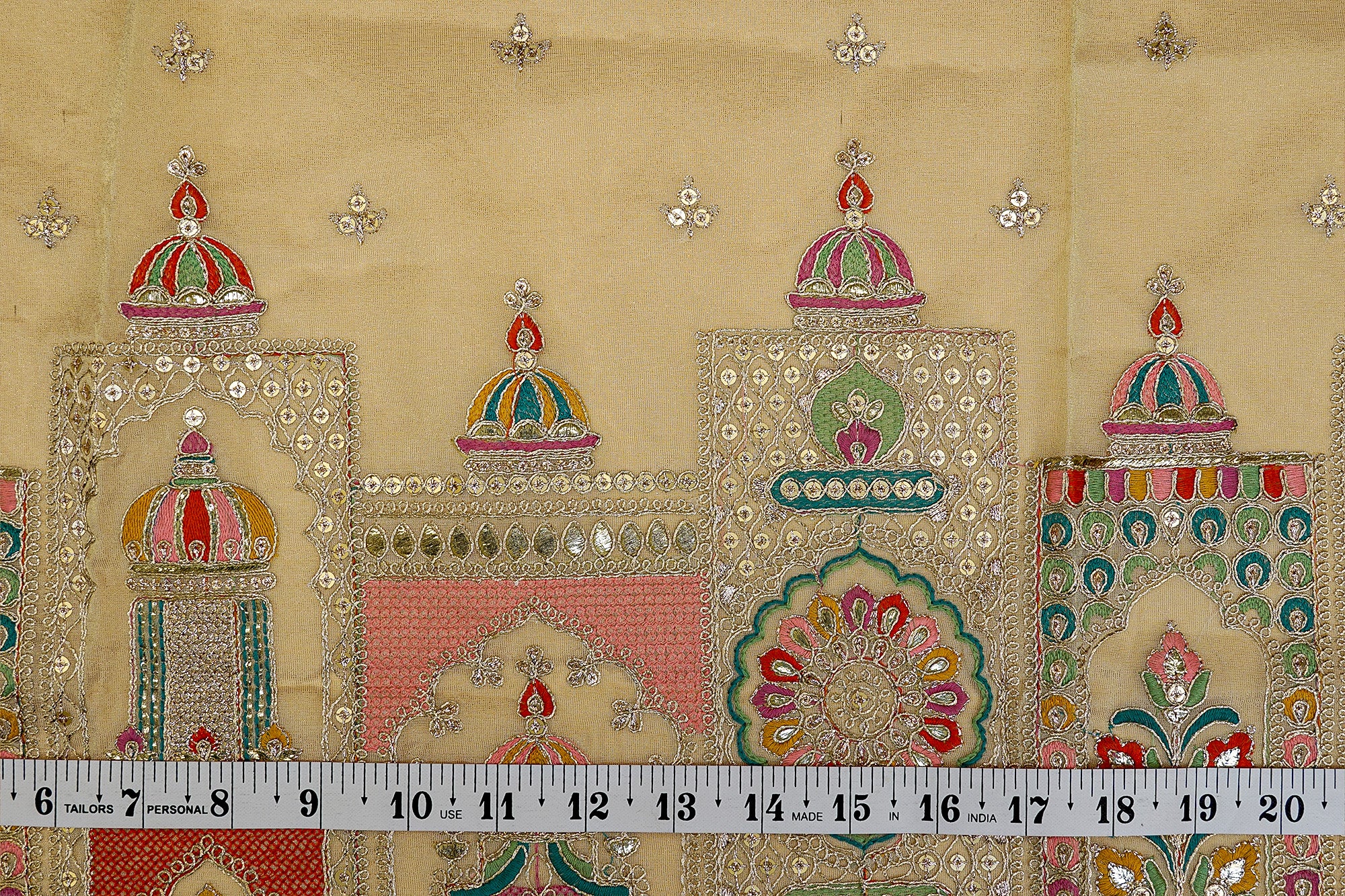 (Pre-Cut 1.6 Mtr) Tisse Butti With Golden Sequins, Zari Work and Heavy Border