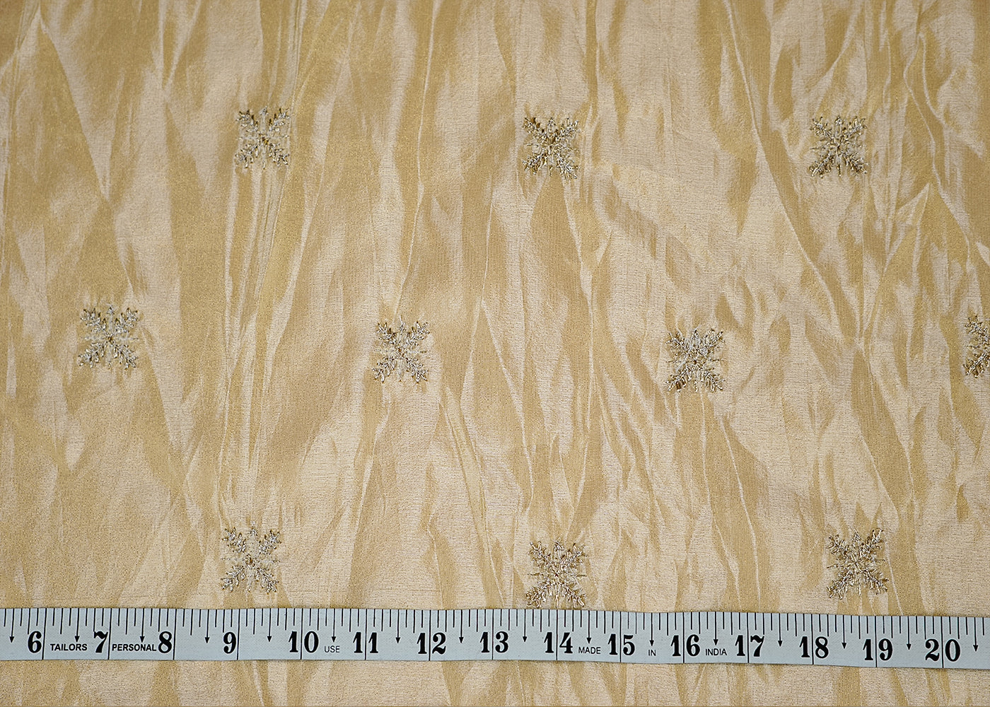 (Pre-Cut 1.9 Mtr) Radiance Tissue Fabric with All-Over Buti of Golden Thread and Sequins