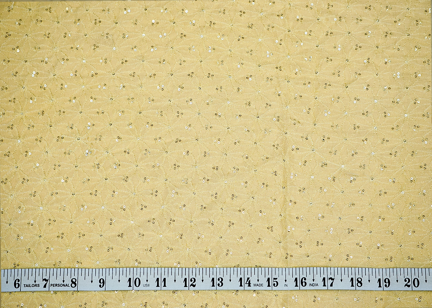 (Pre-Cut 2.9 Mtr) Floral Glow Chinon Chiffon Fabric with All-Over Thread and Sequins Work