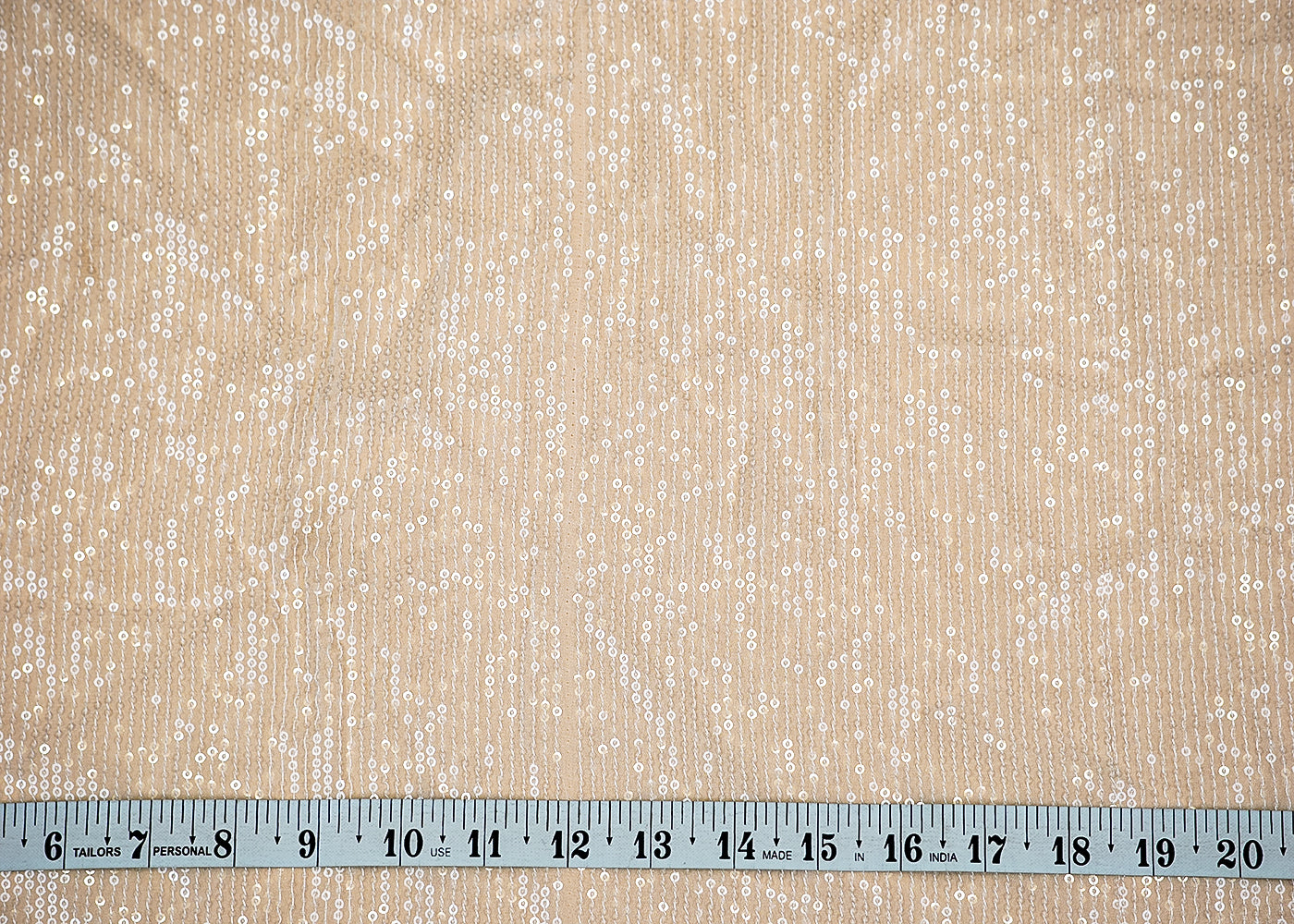 (Pre-Cut 1 Mtr) Radiant Georgette Fabric with All-Over Sequins Work