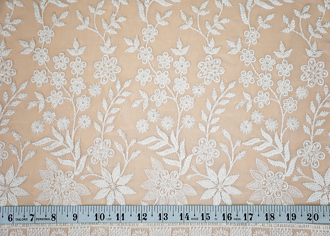 (Pre-Cut 3.5 Mtr) Floral Elegance Georgette Fabric with Thread Work and Heavy Border