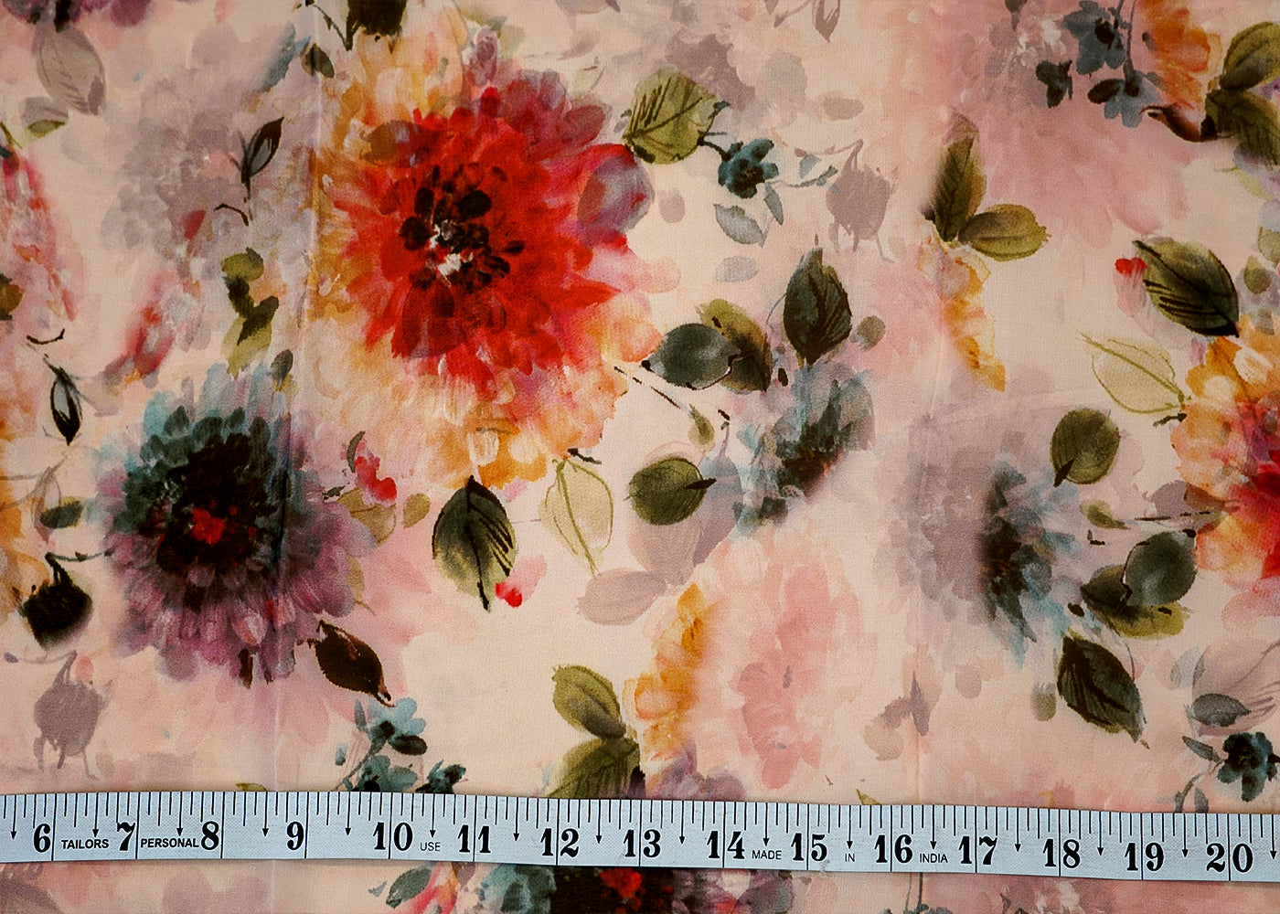 (Pre- Cut 1.8 Mtr) Organza Satin Fabric with allover digital floral print